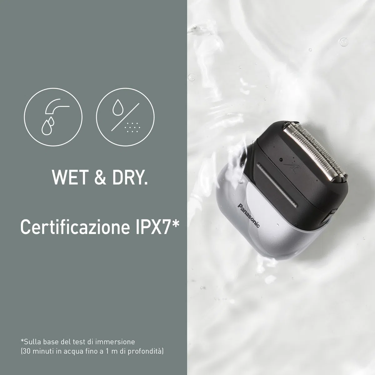 Panasonic ES-ACM3BW503 Serie 700 Rasoio Compatto a 3 Lame, Rasoio Elettrico Wet & Dry per Uomo, Sensore per la Barba, Impermeabile IPX7, Ricarica USB-C, Adattatore di Alimentazione USB AC, Bianco