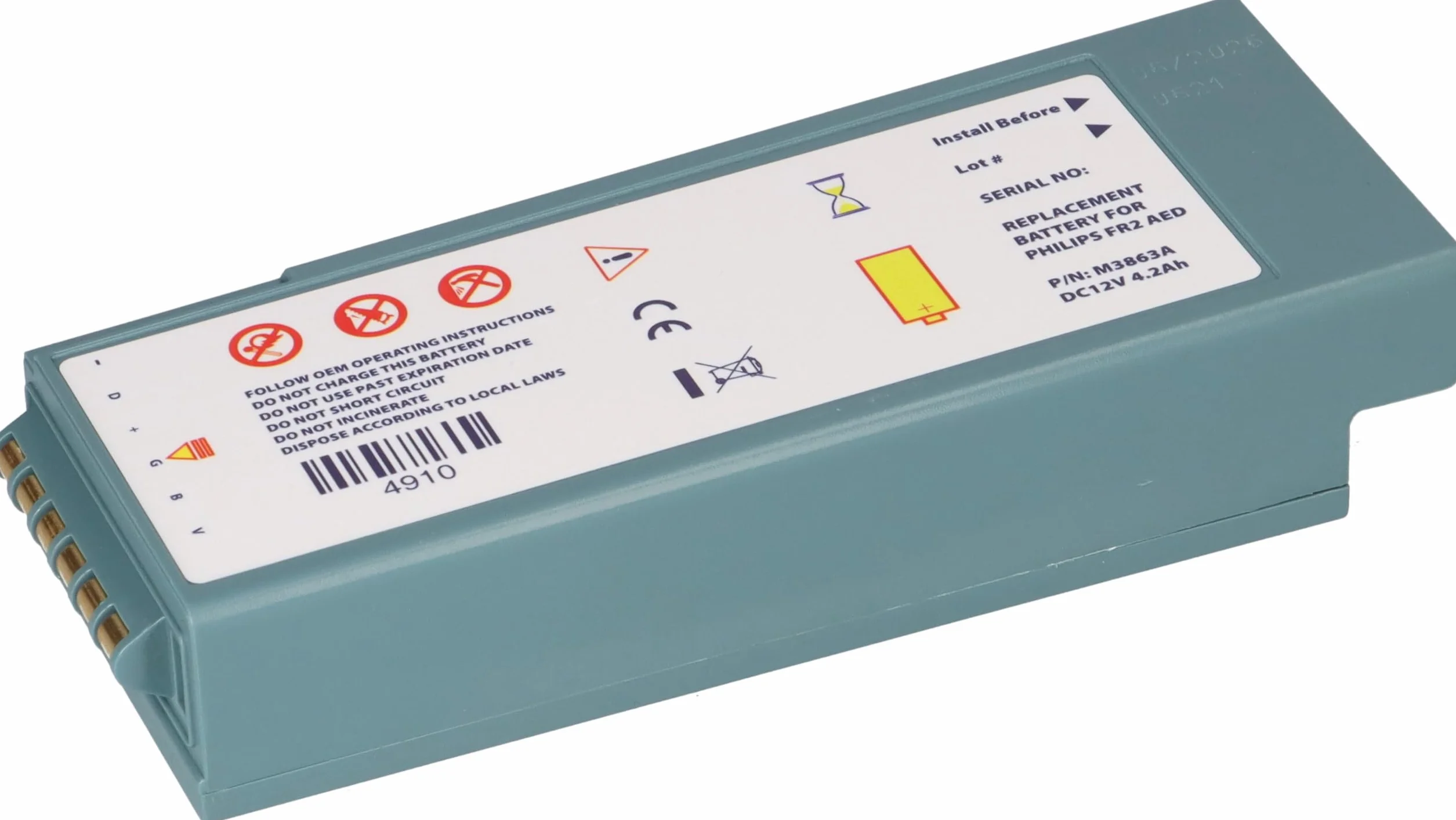 Batteria per defibrillatore Laerdal Philips HeartStart FR2 12 V 4,2 Ah