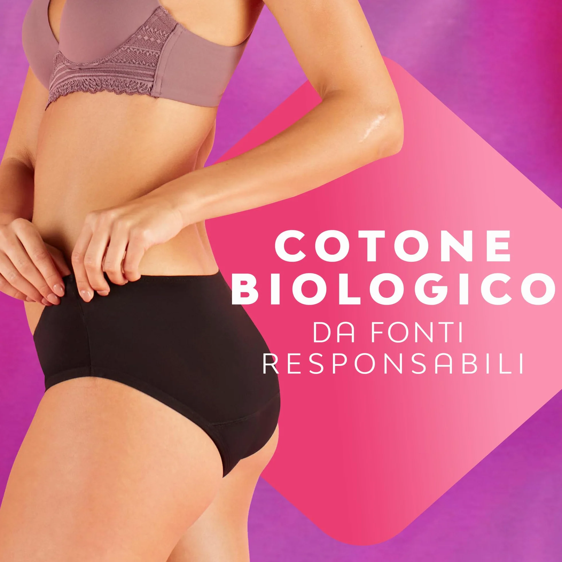 Nuvenia Intimawear Mutandine Mestruali in cotone biologico Lavabili Riutilizzabili Flusso Moderato-Abbondante Nero Taglia M 3 confezioni