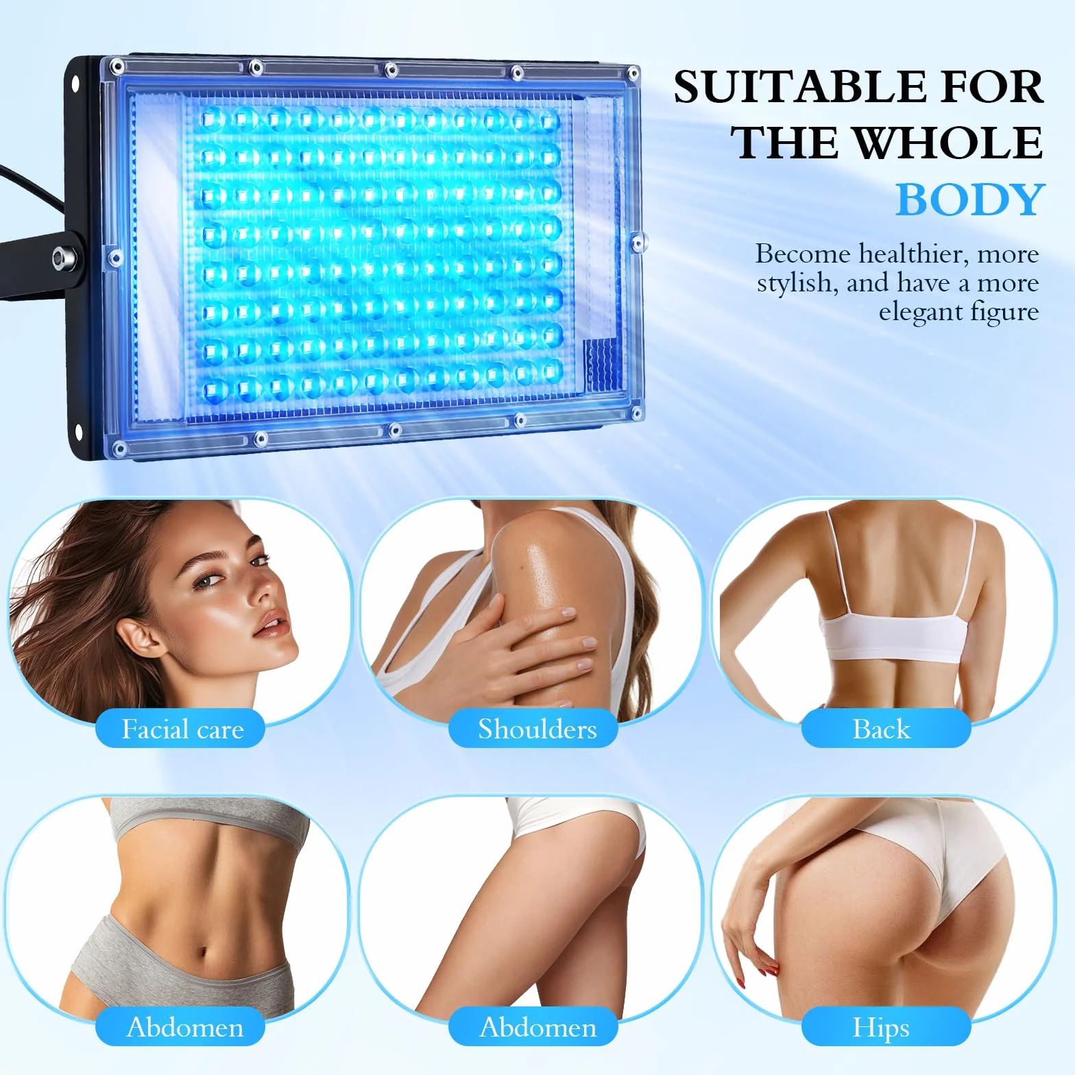 Lampada abbronzante 30W 3 modalità 5 livelli luminosità viso corpo timer regolazione altezza