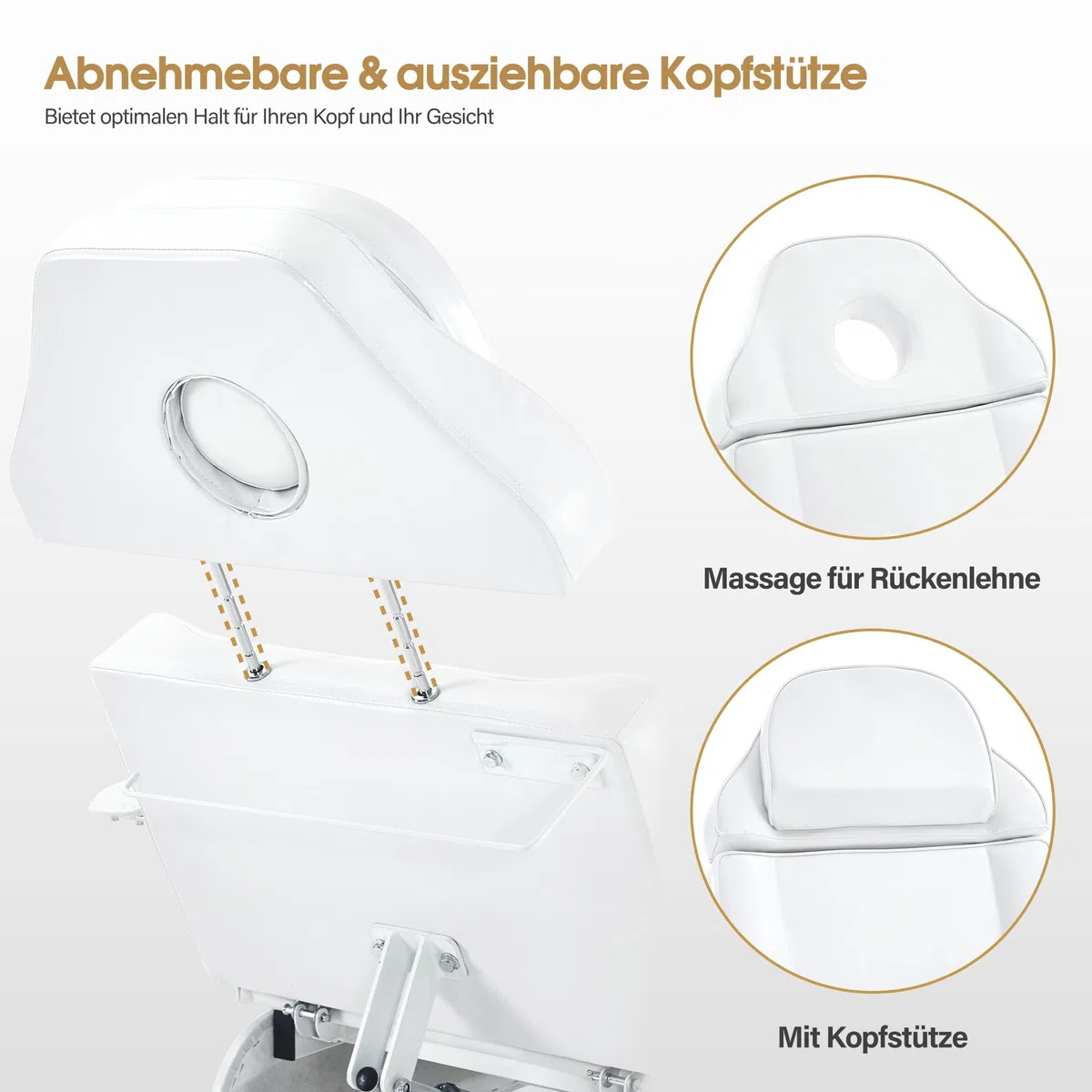 Barberpub cosmetico elettrico, lettino da massaggio, pieghevole e regolabile in altezza, con 3 motori, tavolo da massaggio per SPA Salon 0751 (bianco)