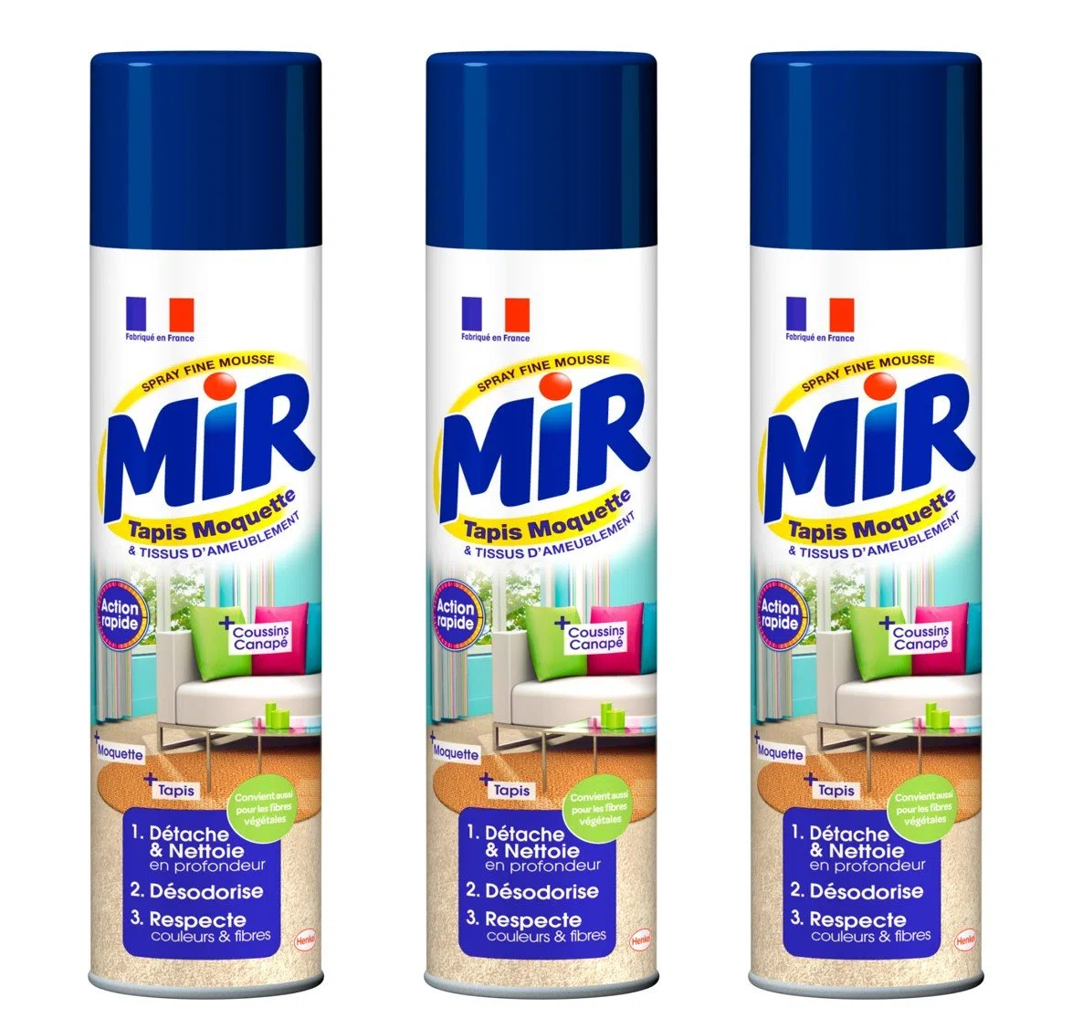 Mir Moquette Detergente per Moquette e tappeti - Spray Schiuma, 600 ml, Set di 3