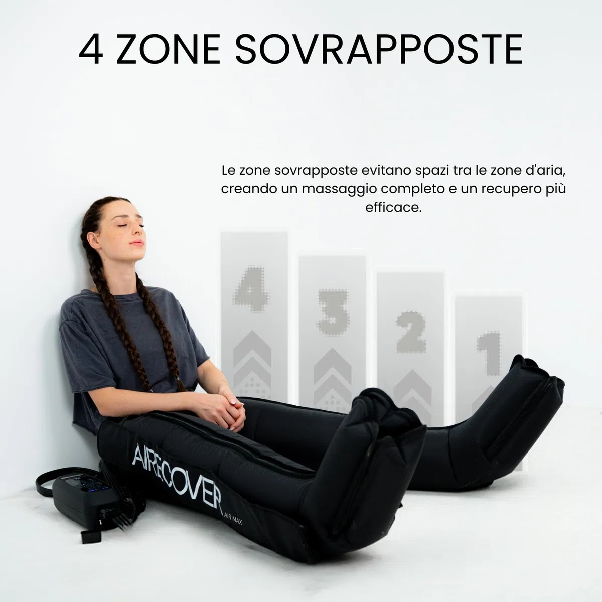 Pressoterapia per la casa, dispositivo di massaggio per le gambe con 4 camere per migliorare la circolazione sanguigna e il drenaggio linfatico, stivali di recupero per rilassare le