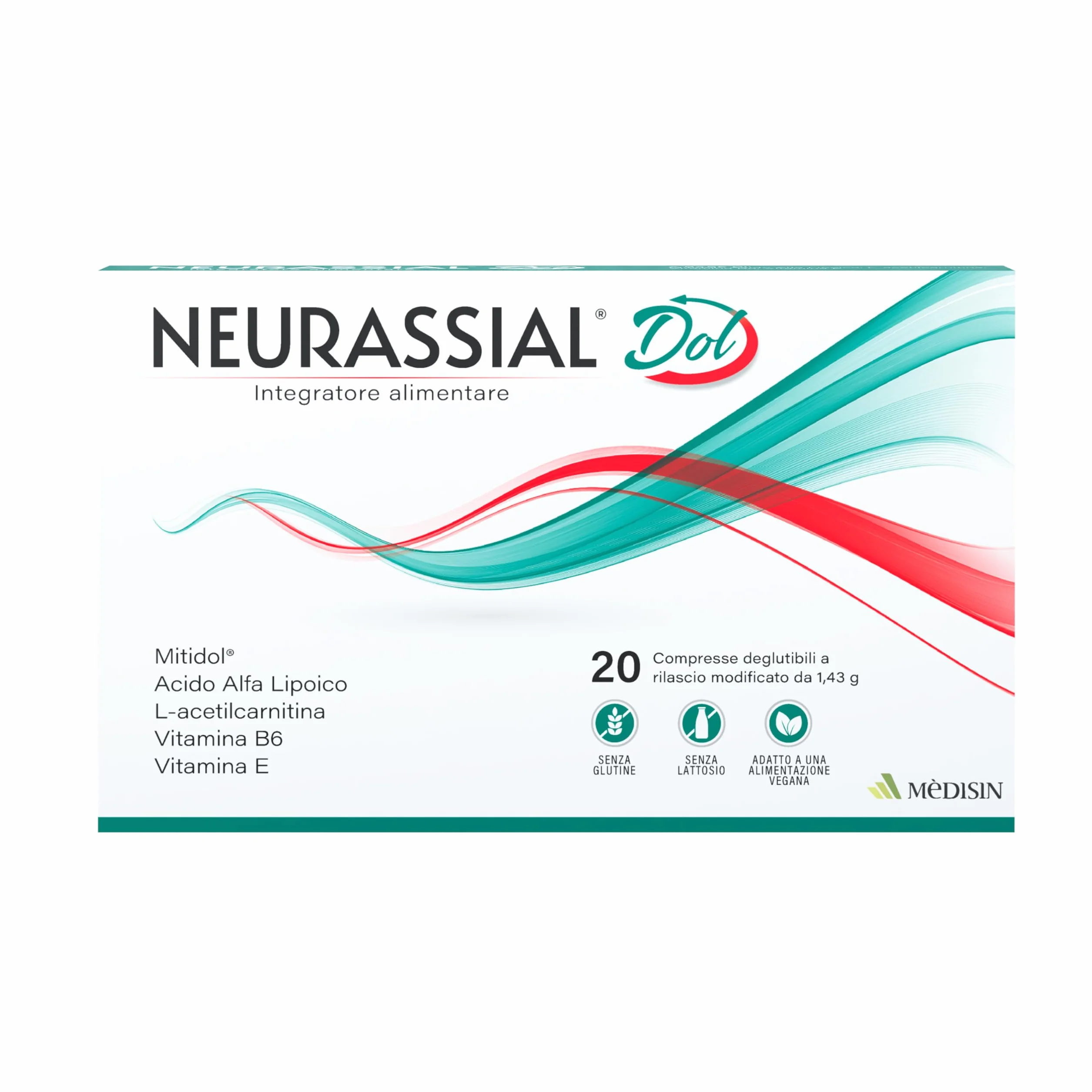 NEURASSIAL DOL Integratore alimentare Acido Alfa Lipoico L-acetilcarnitina Zenzero Acmella Vitamina E Vitamina B6 20 Compresse