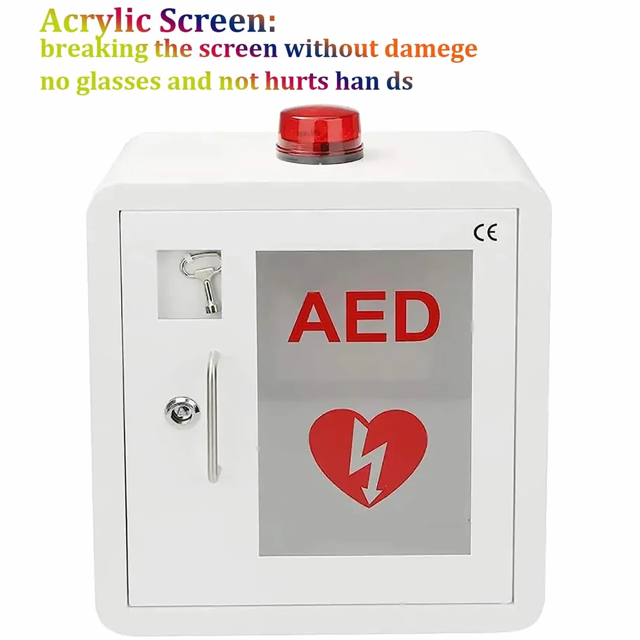 Armadio defibrillatore a parete con luce e allarme, stoccaggio di emergenza