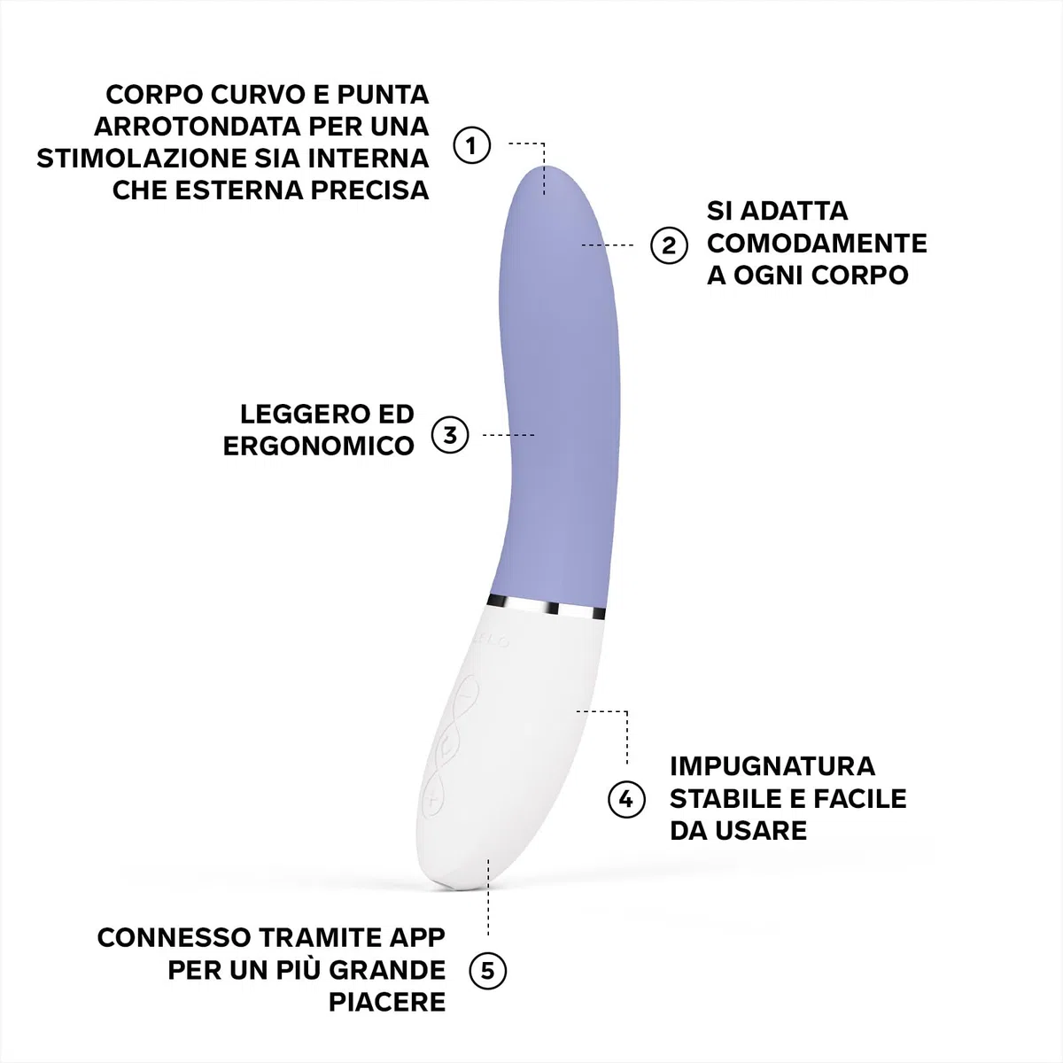 LELO LIV 3 Vibratore per il Punto G Controllato da App per Donne con 8 Modalità di Piacere e una Forma Curva, Powder Blue