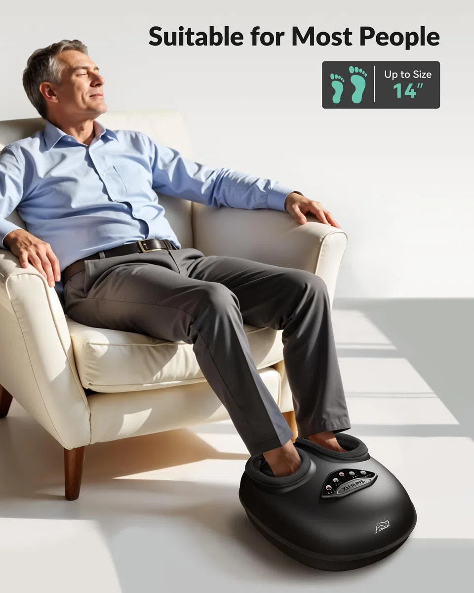 Snailax Massaggiatore per piedi con calore, Shiatsu massaggiatore per piedi per fascite plantare, Impastamento profondo, Compressione, Massaggio plantare a vibrazione, Regali per uomini donne
