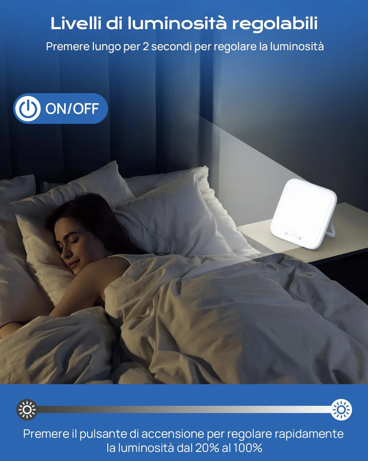 Lampada SAD 10.000 Lux per Terapia della Luce, 4 Timer, Luminosità Regolabile, Senza UV