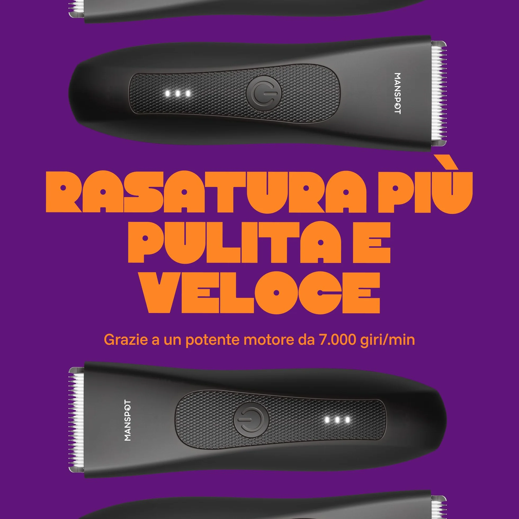 MANSPOT Rasoio Elettrico Corpo Uomo, Depilatore Corpo Lama Ceramica Impermeabile IPX7, 4 Pettini Guida