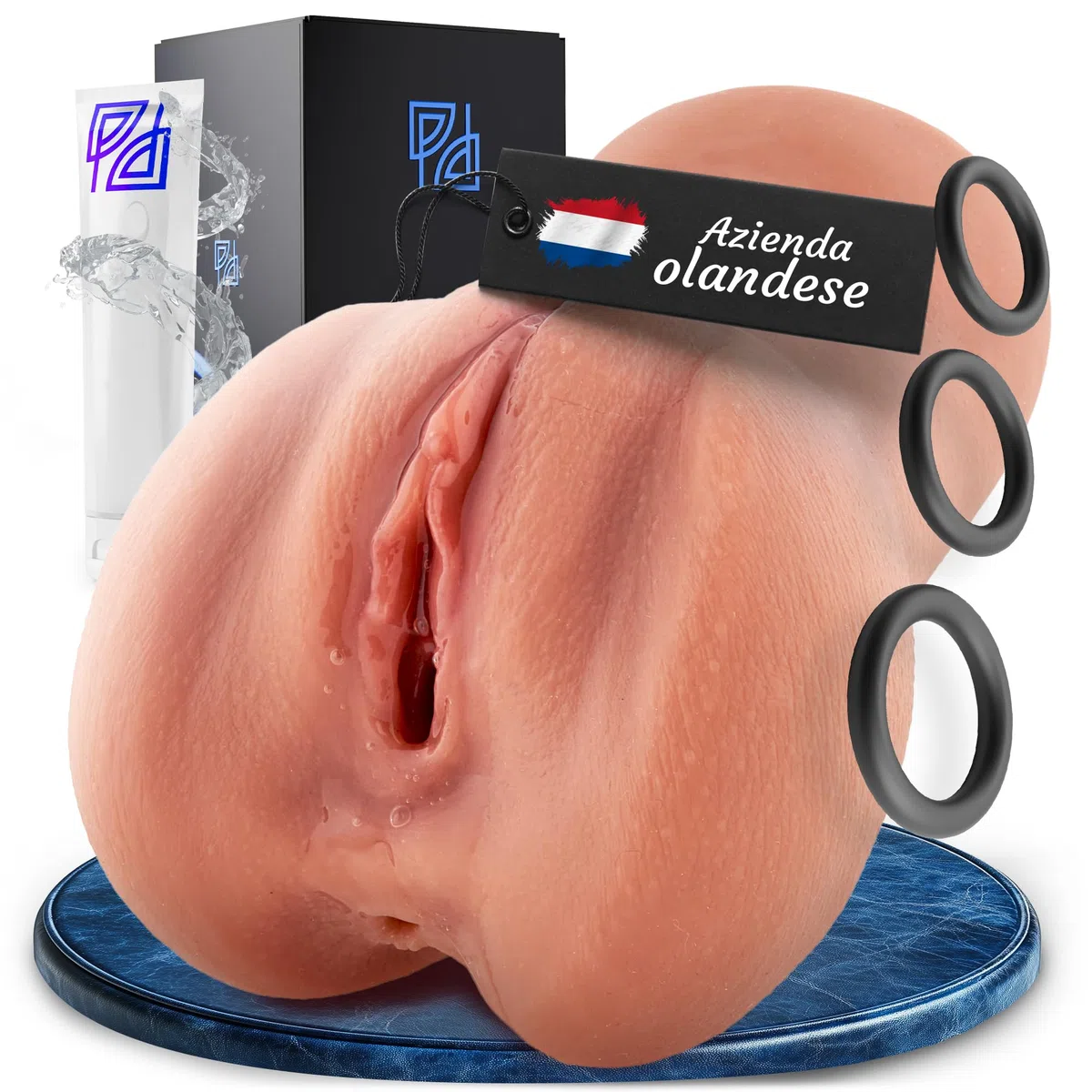 Masturbatore per Uomo [Pocket Pussy] Realistico in Silicone - Set di 3 anelli e lubrificante | Sex Toys, Masturbazione Maschile, Masturbatore per Uomini, Artificiale per Sesso, Vaginale e Anale Finta