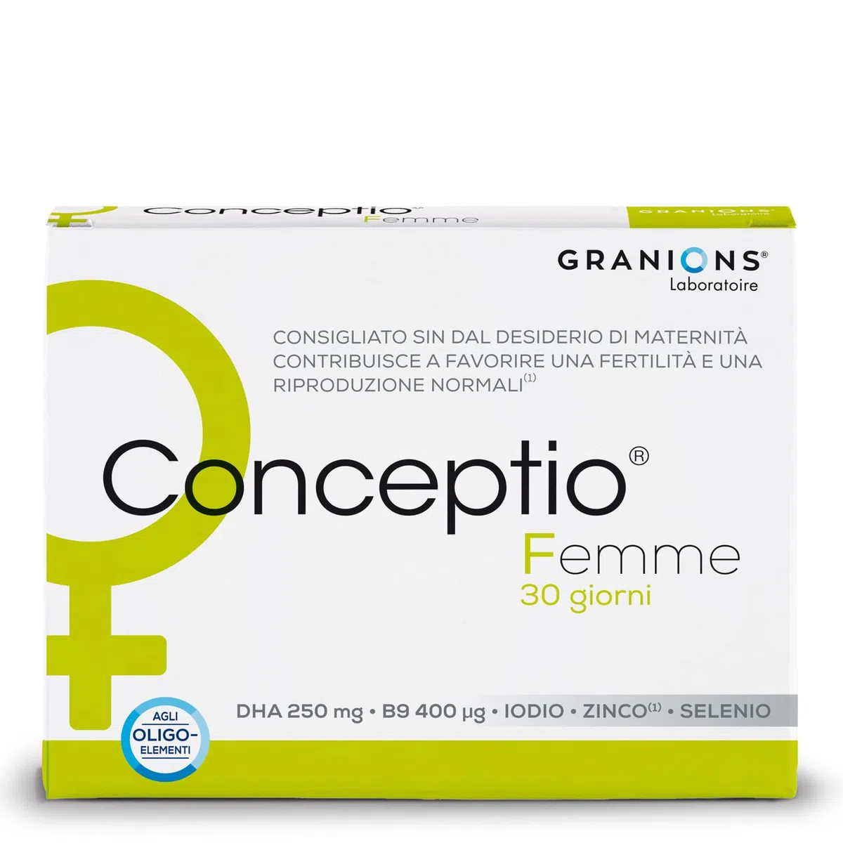Granions Conceptio Donna Integratore, Desiderio di Maternità, Favorisce la Fertilità Femminile, Vitamine B9 (Acido Folico), B, C, A, Dha, Oligoelementi, 60 Capsule Vegetali