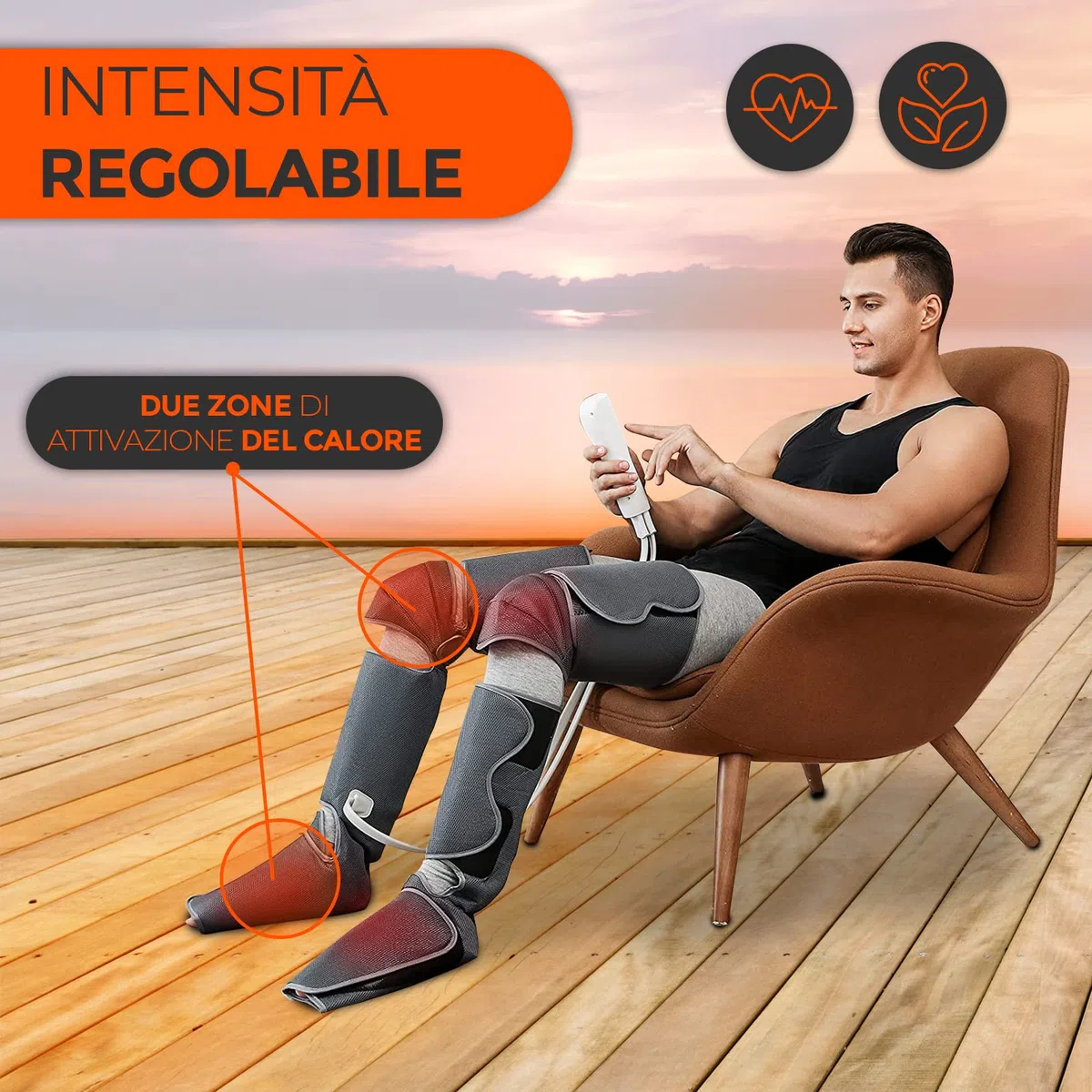 Pressoterapia Per Casa | Massaggiatore Gambe | Massaggiatore per Piedi | Compressione dell'aria | Spegnimento Automatico | 3 Intensità | 2 zone di calore | Salute