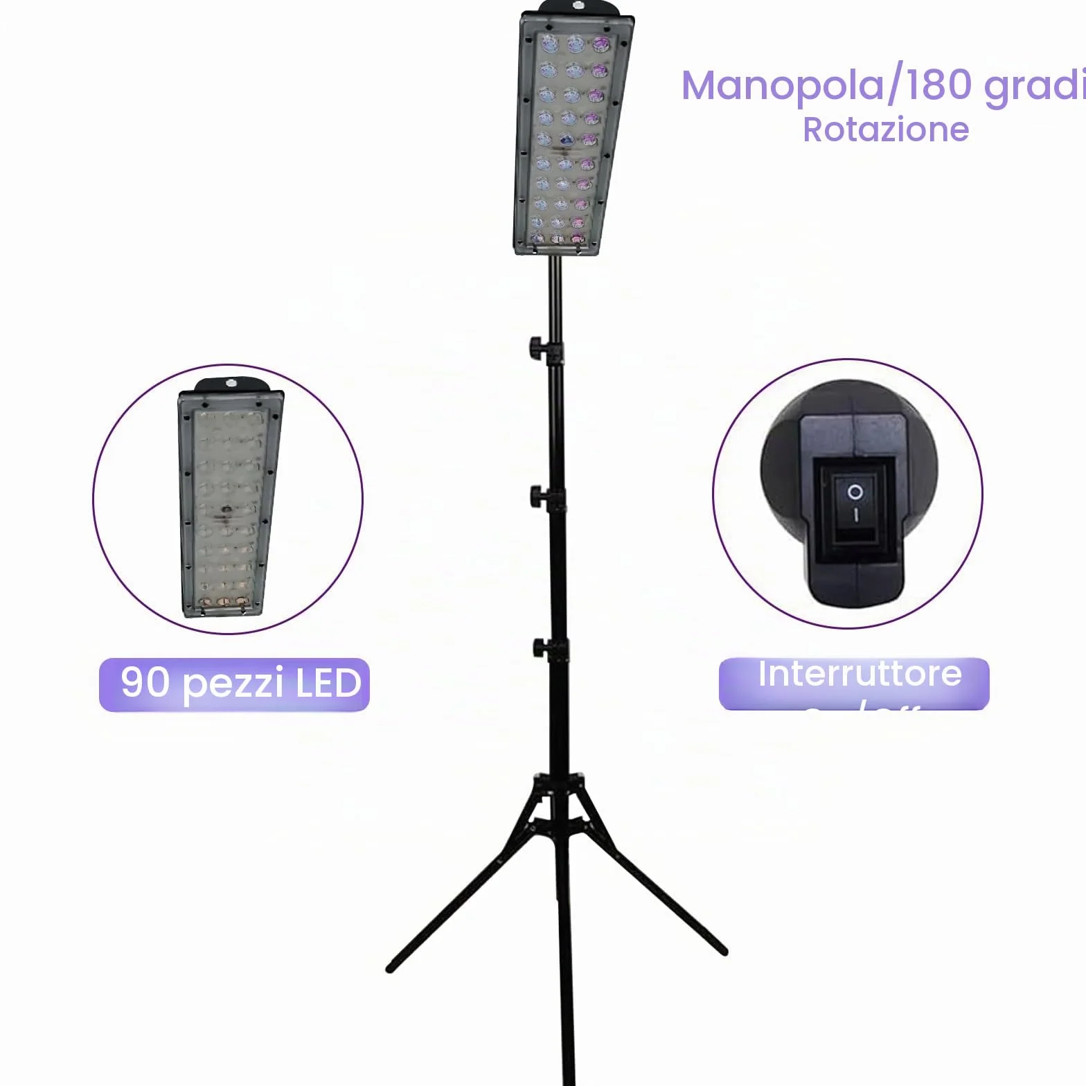 Solarium per la casa lampada abbronzante 45 W 5 livelli di dimming viso e corpo