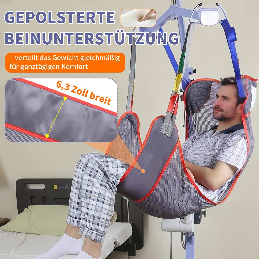 EZ Assistive Sling universale per pazienti a tutto il corpo, Lift Medical Sling for Bed Positioning, Transfer for Elderly, Disabled, Bedridden, 500LBS Weight Capacity (Lilla Grigio-Piccolo)