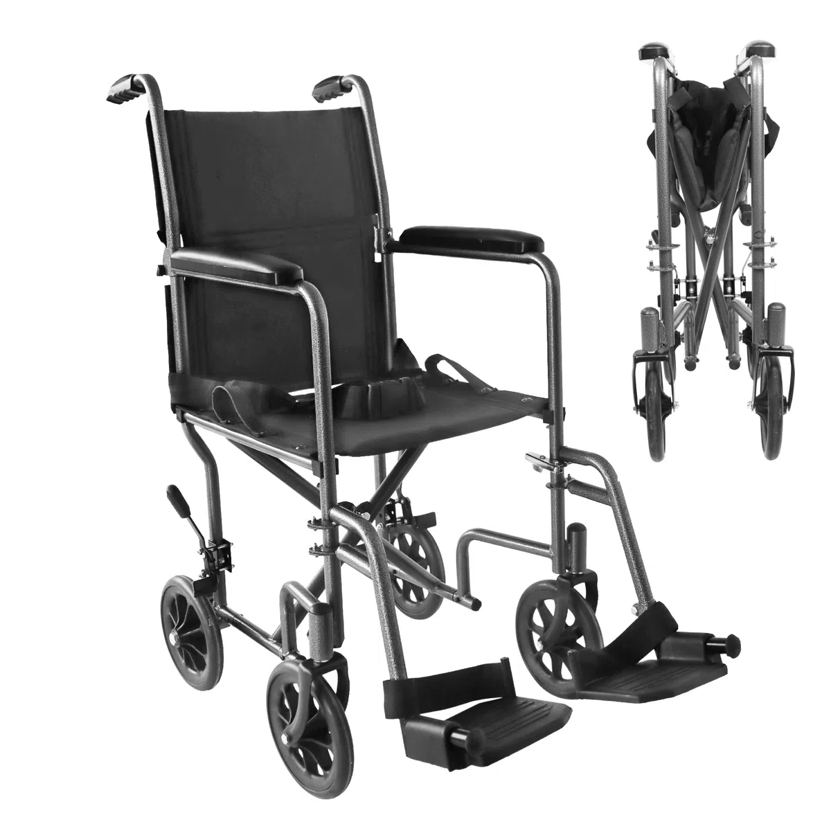 PEPE Mobility Sedia a Rotelle Pieghevole Leggera (Sedile Stretto 38 cm), Compatta in Acciaio per Disabili e Anziani, Facilmente Richiudibile e Pratica