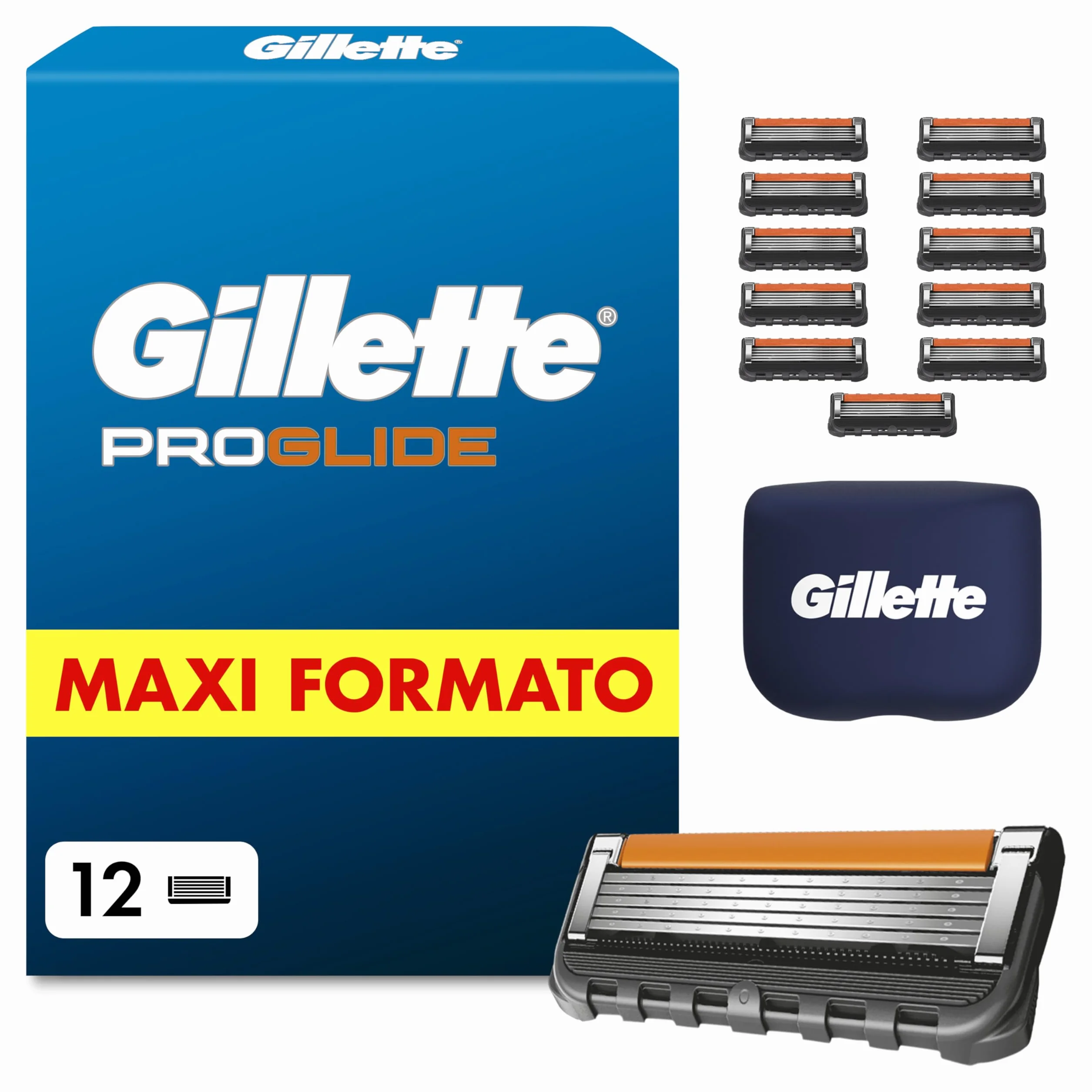 Gillette Proglide 12 Lametta Ricambio Rasoio Barba Manuale Doppia Lubrificazione EverGlide