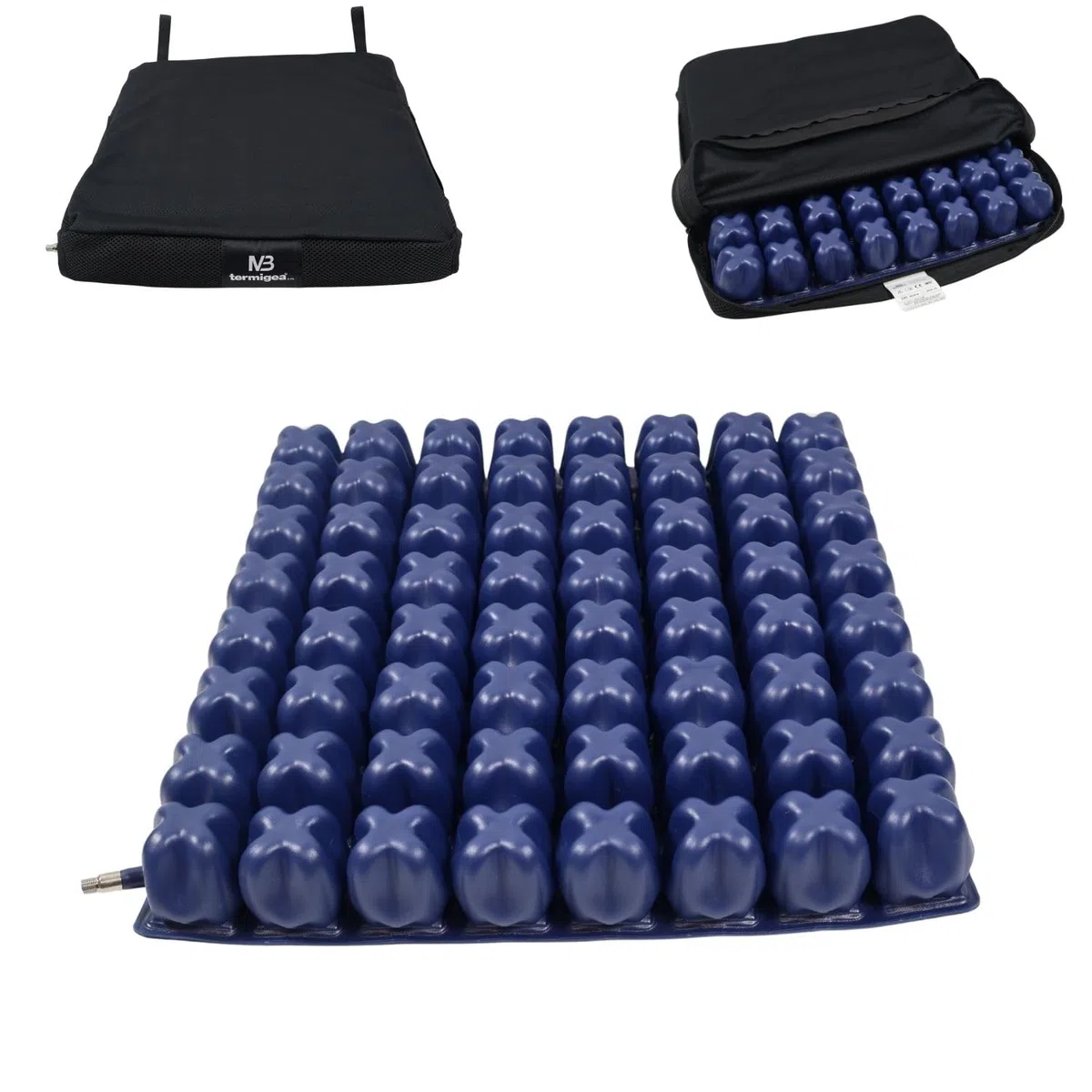 TERMIGEA Cuscino antidecubito a bolle d'aria con di pompa per regolazione della pressione e Kit di Riparazione. CA1000 con 64 celle alto 6cm40X40 Cuscino decubito per la prevenzione delle piaghe.