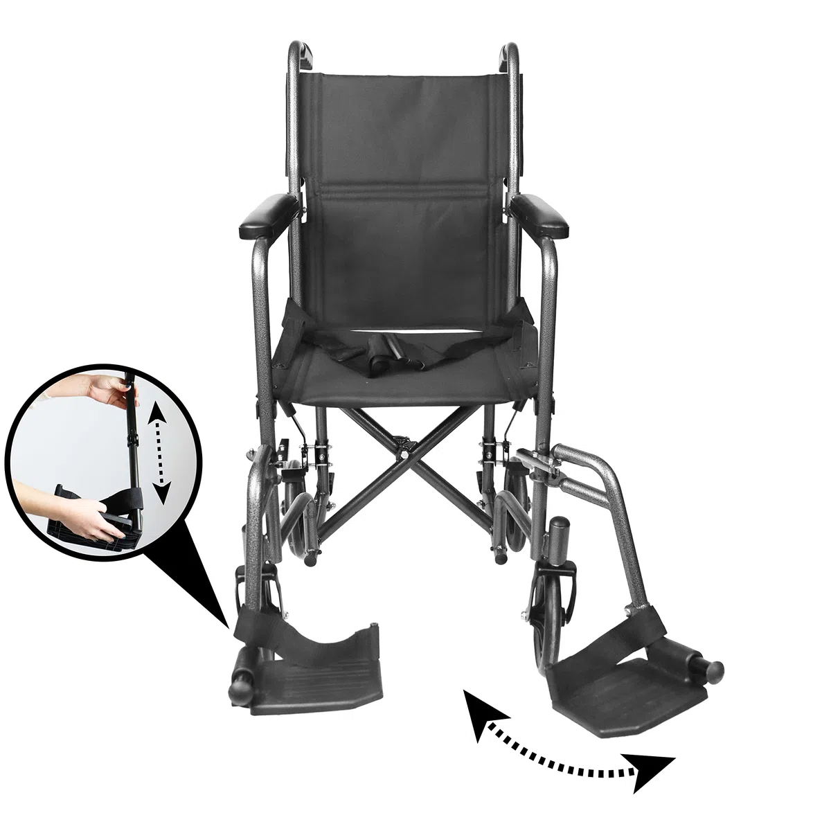 PEPE Mobility Sedia a Rotelle Pieghevole Leggera (Sedile Stretto 38 cm), Compatta in Acciaio per Disabili e Anziani, Facilmente Richiudibile e Pratica