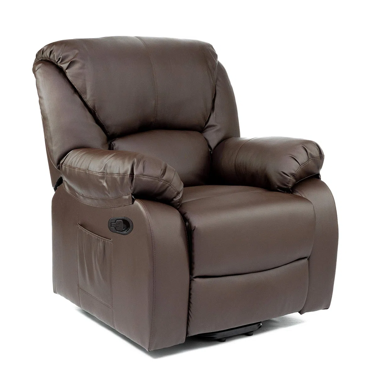 ECODE® Poltrona Relax Reclinabile Manuale Massaggiante e Riscaldante con Poggiapiedi – Offerta Poltrona Letto Comoda Per Anziani o da Interno Casa, Soggiorno, Salotto o Ufficio in Ecopelle (Marrone)