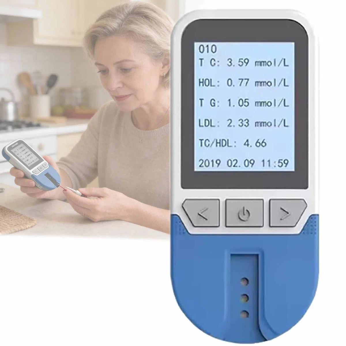 ERICAT Misuratore Multifunzione per Il Monitoraggio dei Lipidi, Tester per I Lipidi nel Sangue con 25 Strisce Reattive E 500 Set di Valori di Memoria, Risultati Rapidi in 2 Minuti E Facile da Usare