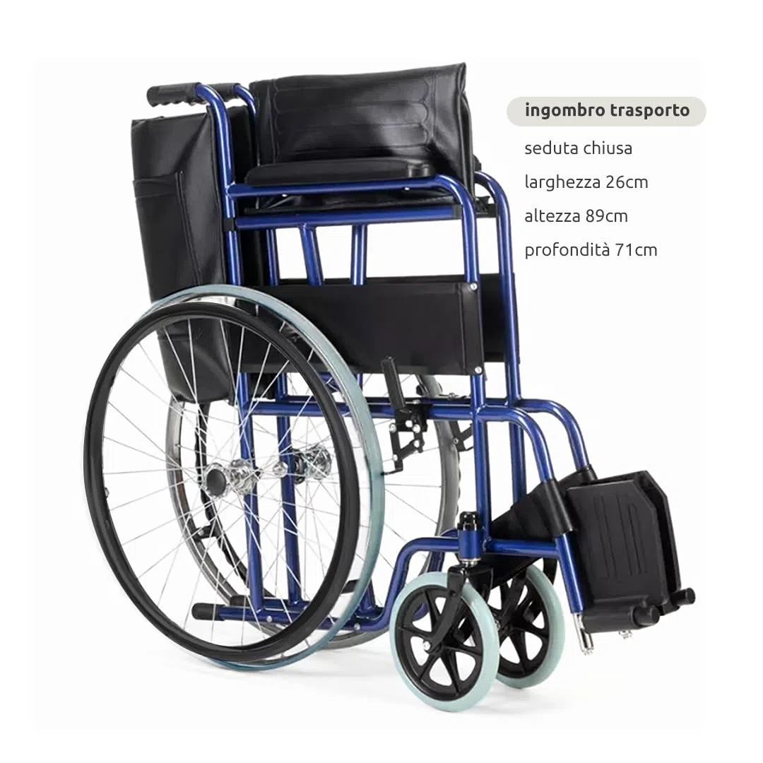 GOVITA-Sedia A Rotelle Per Anziani E Disabili,Carrozzina Pieghevole Leggera Ad Autospinta,Braccioli Fissi E Poggiapiedi Ribaltabili,Cintura Di Sicurezza E Tasca Porta Documenti