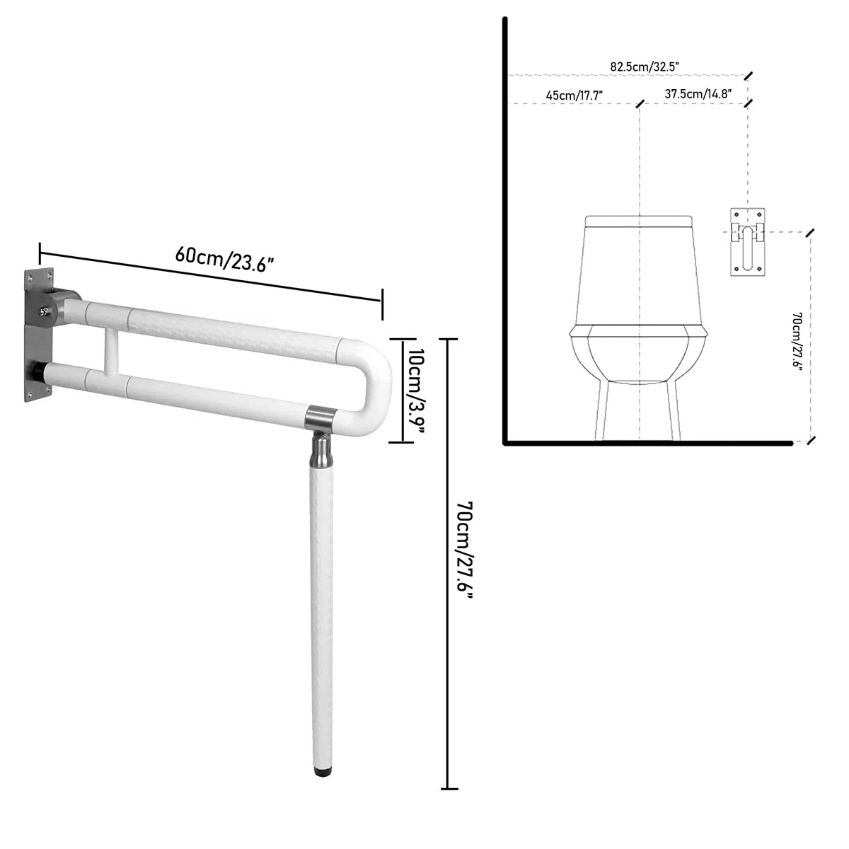 Maniglione Bagno Disabili WC Disabili Maniglia 150KG 24 inches Supporto Pieghevole Disabili Vasca da Bagno per Disabili Per Vasca Anziani, Maniglia di sicurezza antiscivolo