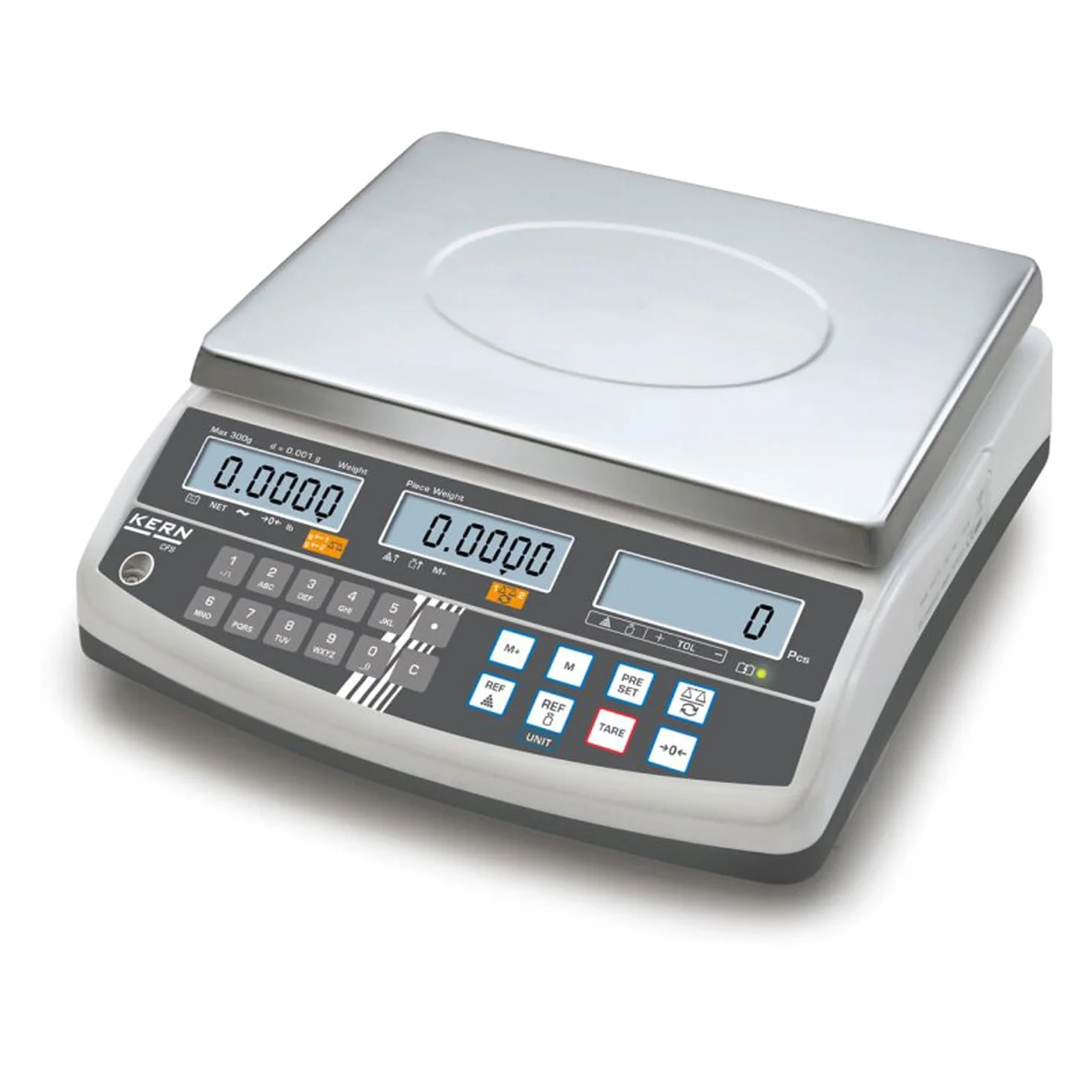 Bilancia di conteggio professionale con 100 scomparti per articoli e interfaccia secondaria [Kern CFS 15K0.2] precisione fino a 0,2 g, portata max. 15 kg