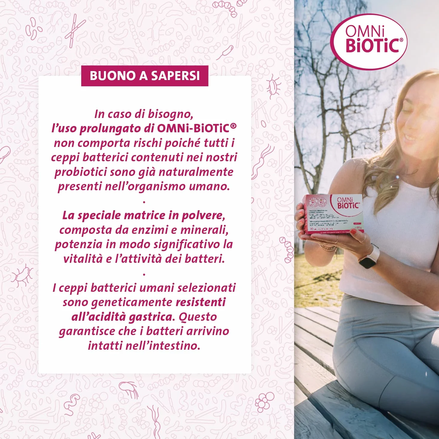OMNi BiOTiC FLORA plus+ Integratore Alimentare Probiotici Prebiotici Polvere Vegano Senza Glutine 28 Bustine da 2 g
