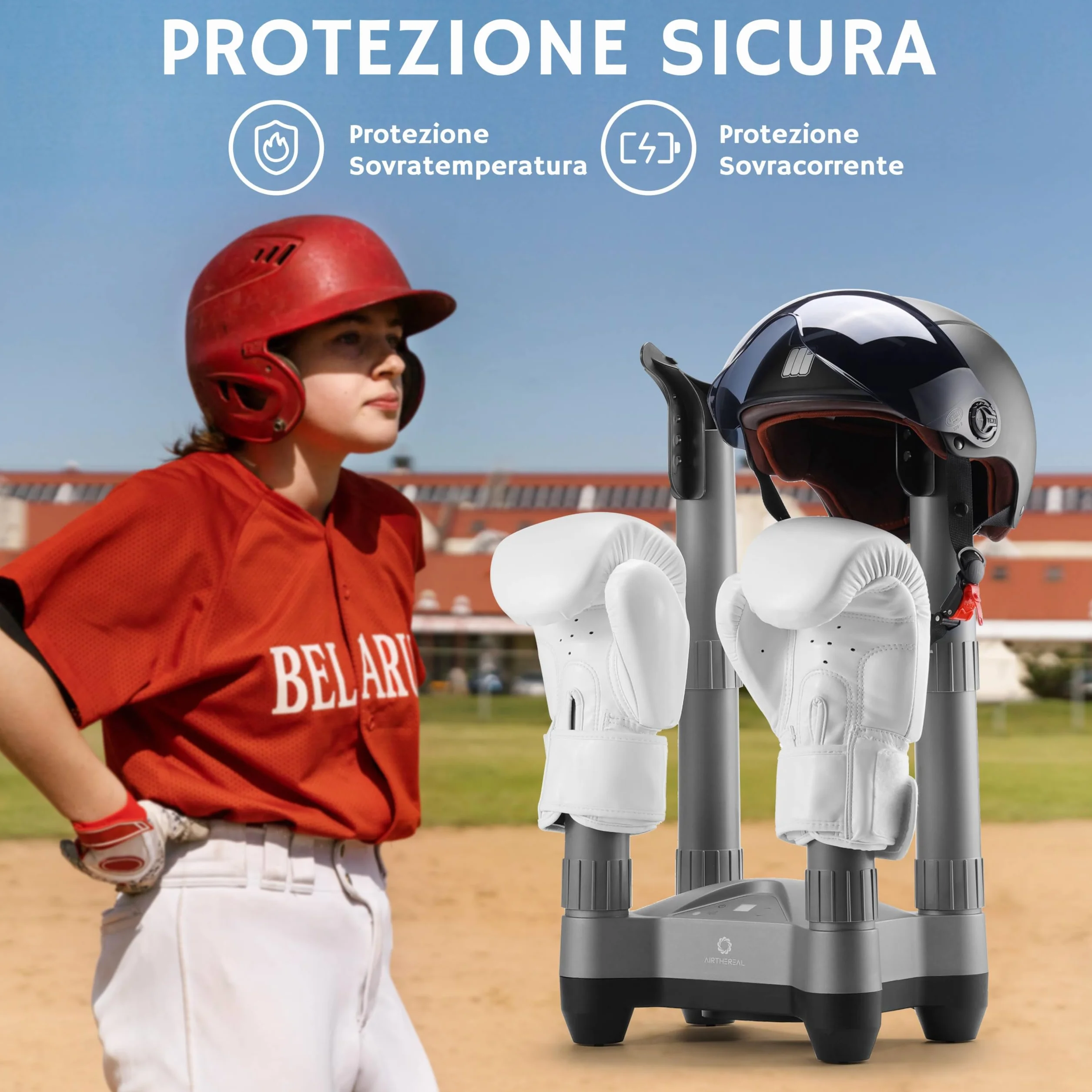 AIRTHEREAL SD20 Asciugascarpe Elettrico 110W con Timer e Ozono, Asciugatore Portatile per 2 Paia di Scarpe, Grigio