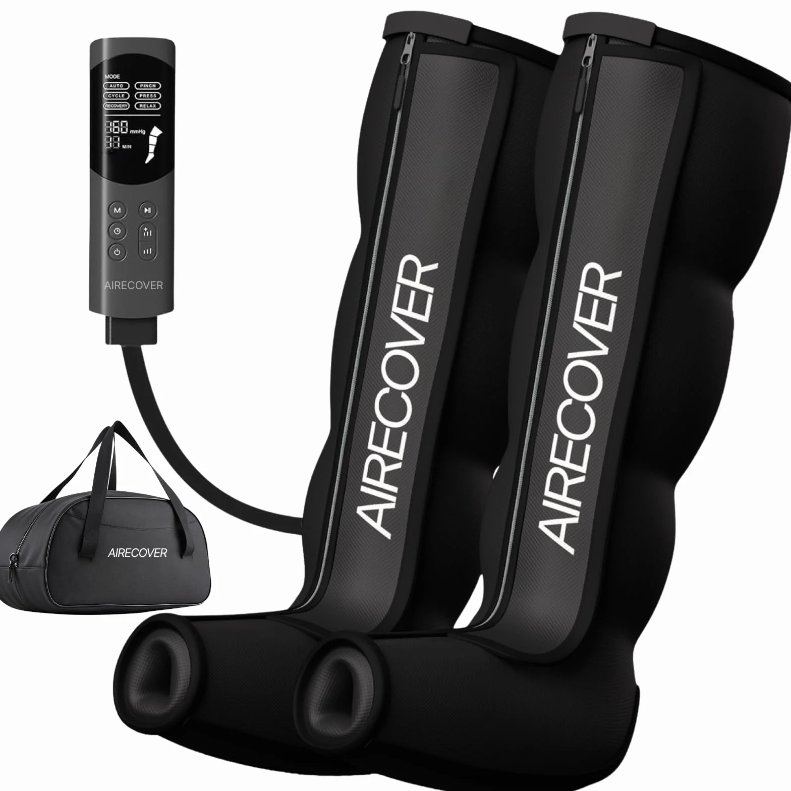Pressoterapia Linfodrenaggio per Gambe e Piedi, Compressione d’Aria con 4 Camere, 6 Modalità, 9 Livelli di Pressione, 40–200 mmHg, Massaggio Compressivo per Relax e Gambe Stanche (S:155–169 cm)