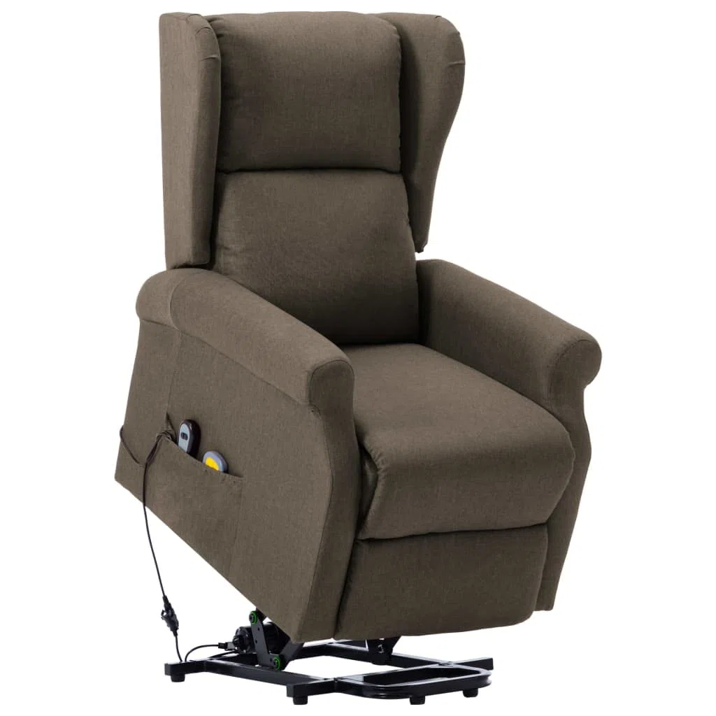 vidaXL Poltrona Massaggiante Alzapersona Poltroncina per Massaggi Divano Singolo Massaggiatore Sedia TV Arredamento Grigio Talpa in Tessuto