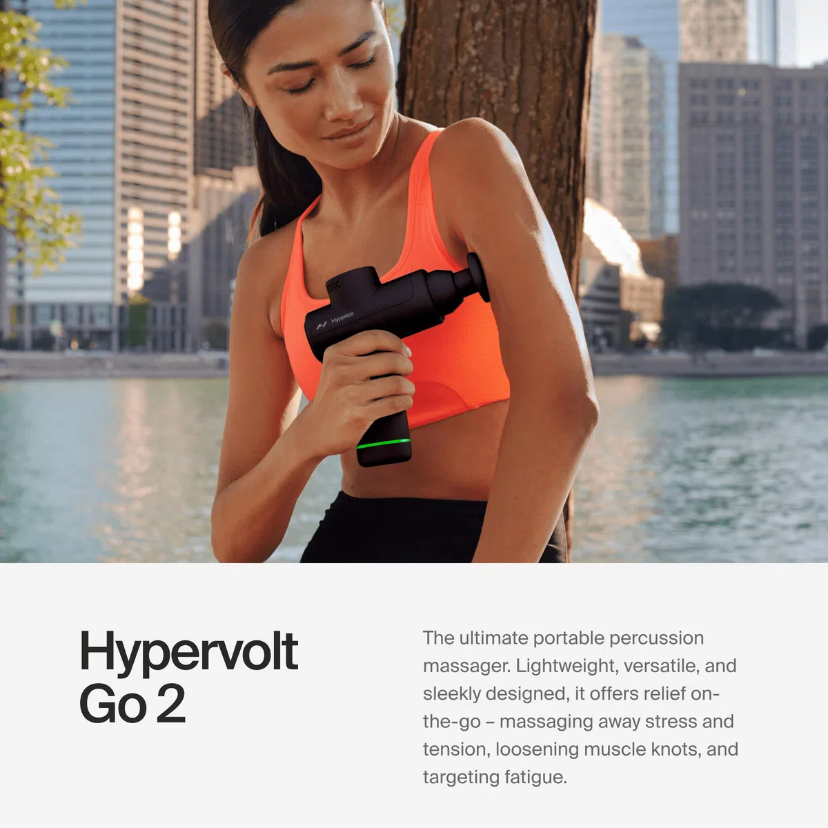 Hyperice Hypervolt Go 2 Nero - Dotato di tecnologia Quiet Glide - Pistola massaggiante a percussione portatile