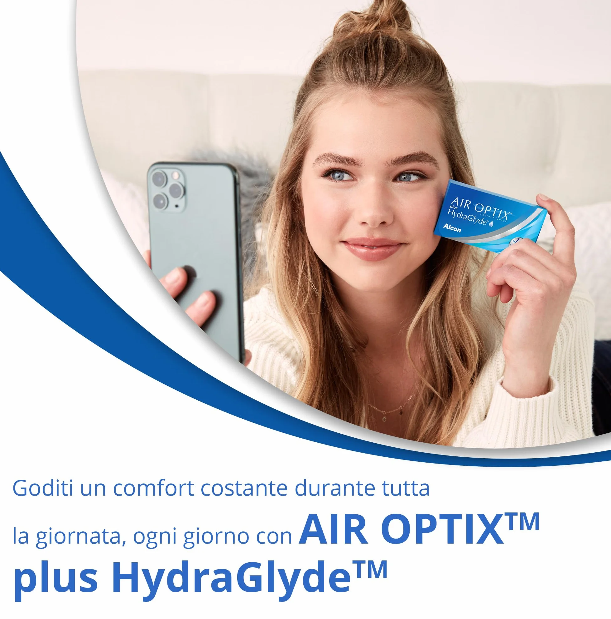 Air Optix Plus HydraGlyde Lenti a Contatto Mensili, 6 Lenti, BC 8.6 mm, DIA 14.2 mm, -5.75 Diopt