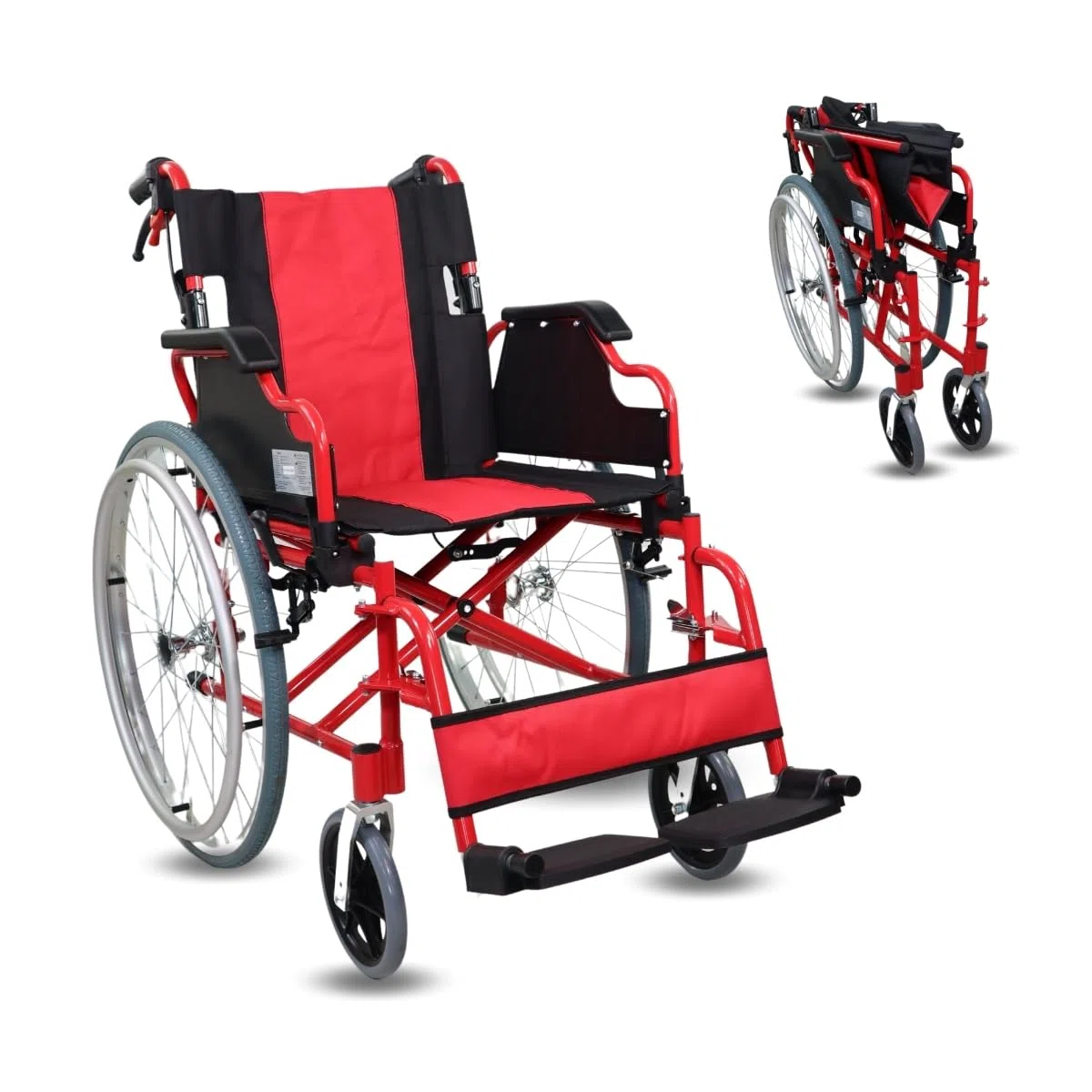 Mobiclinic, Sedia a rotelle pieghevole, Torre, Alluminio, Doppio sistema frenante, Poggiapiedi pieghevoli e rimovibili, Braccioli, Schienale diviso, Sedile 44 cm, Ultra leggero