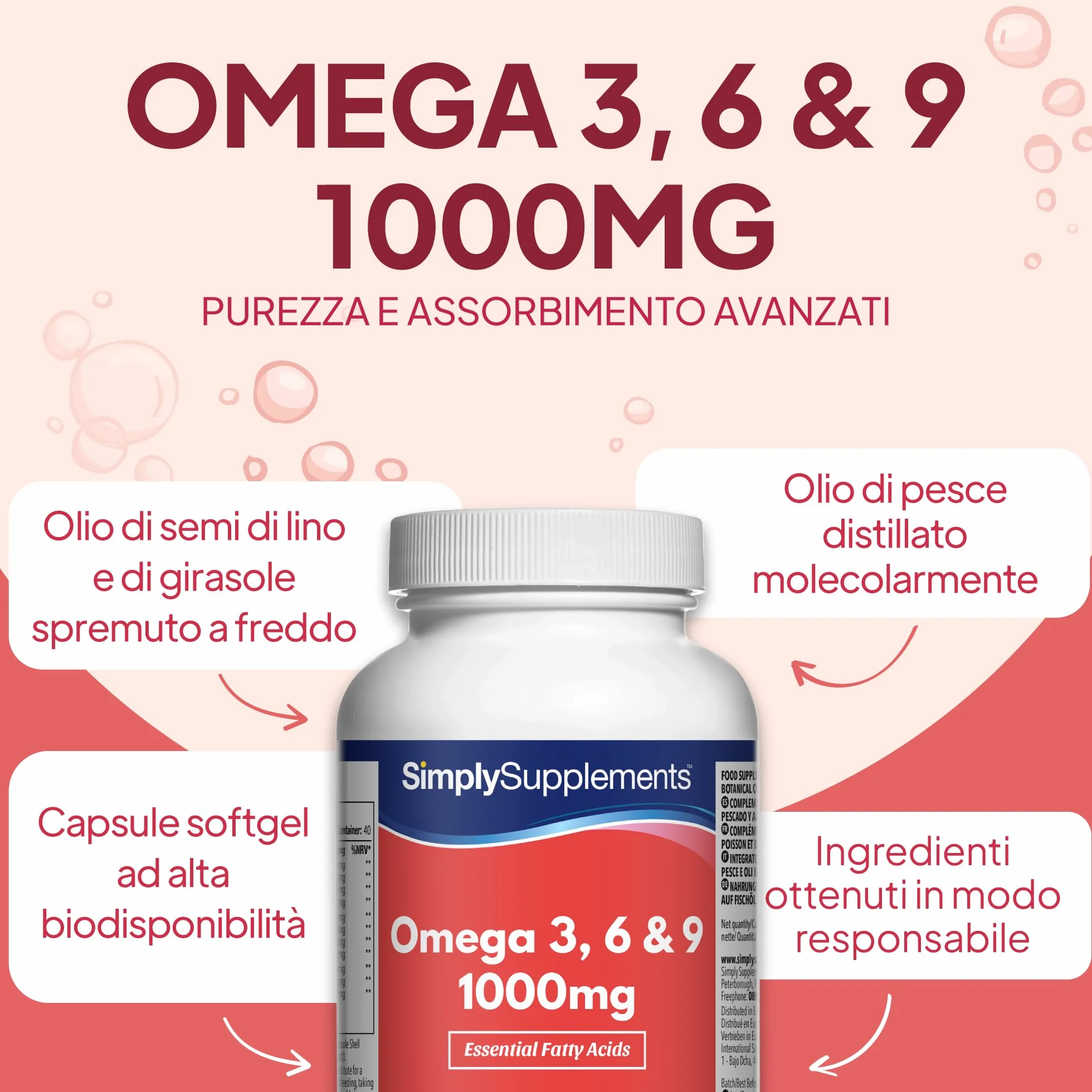 Omega 3 6 9 1000 Mg Olio Di Pesce 240 Capsule Softgel Simply Supplements