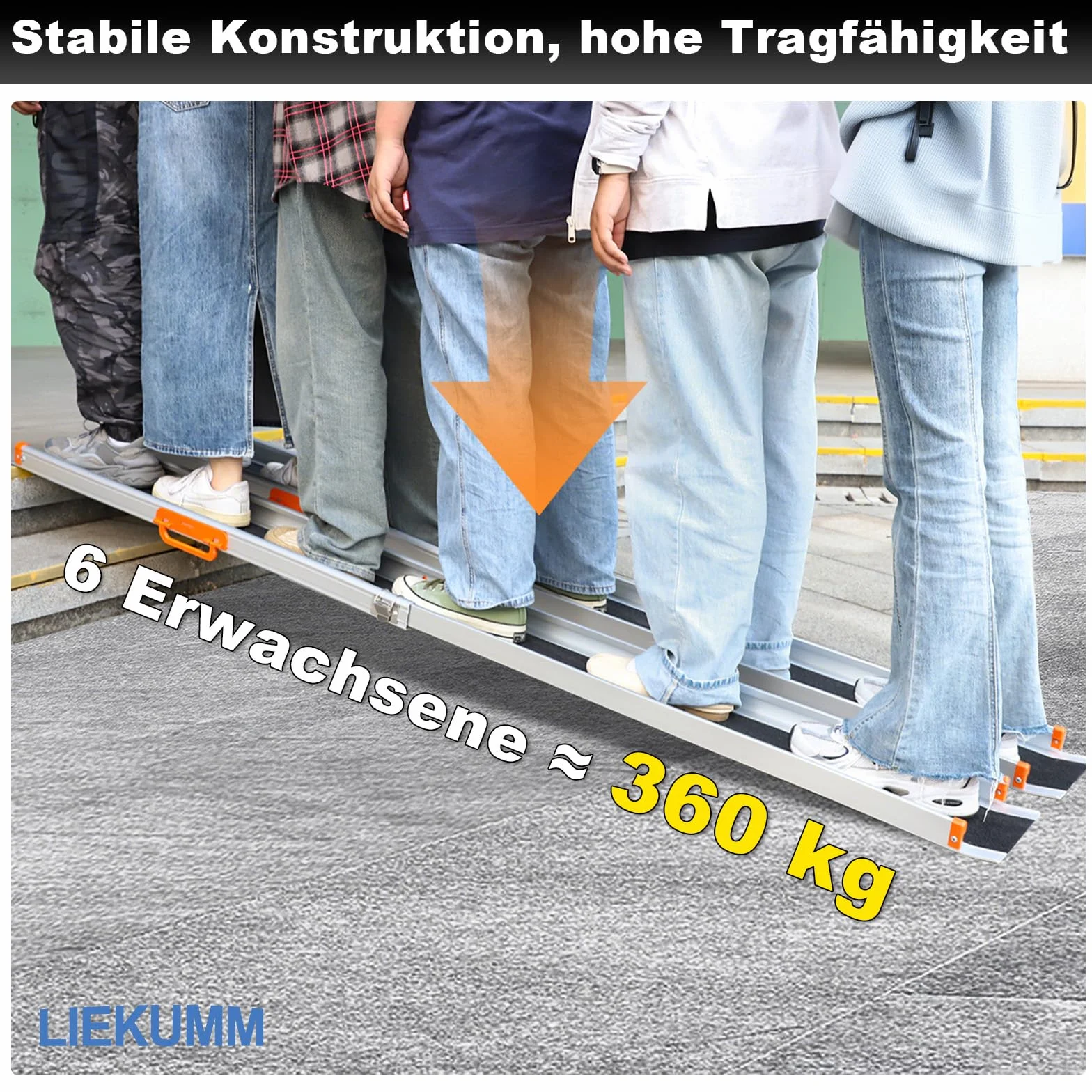 LIEKUMM Rampa per Sedia a Rotelle,122.5 cm Rampe di Carico Telescopiche in alluminio, Portata 300 kg per Rampa per Disabili, Sedie a Rotelle Manuali, Confezione da 2