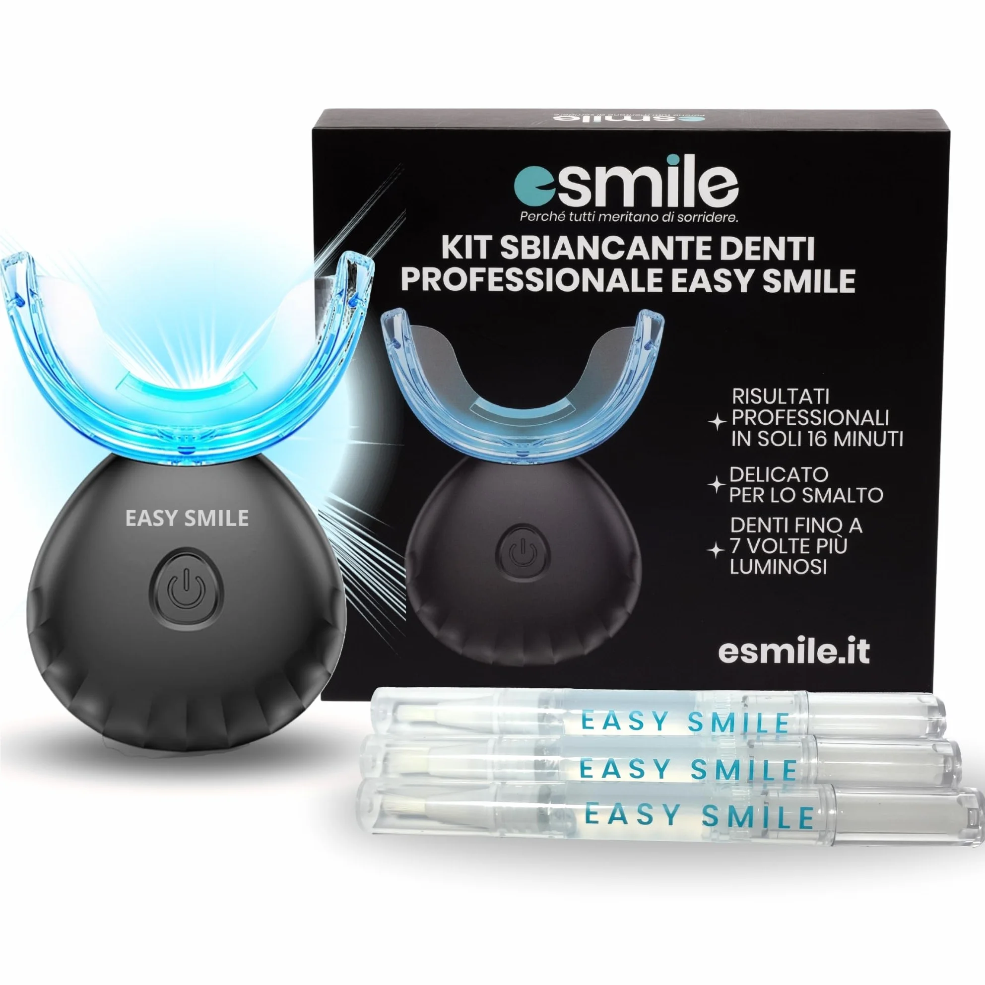 Esmile Kit Sbiancante Denti Professionale LED 16 Luci – Sbiancamento Istantaneo per Denti Sensibili
