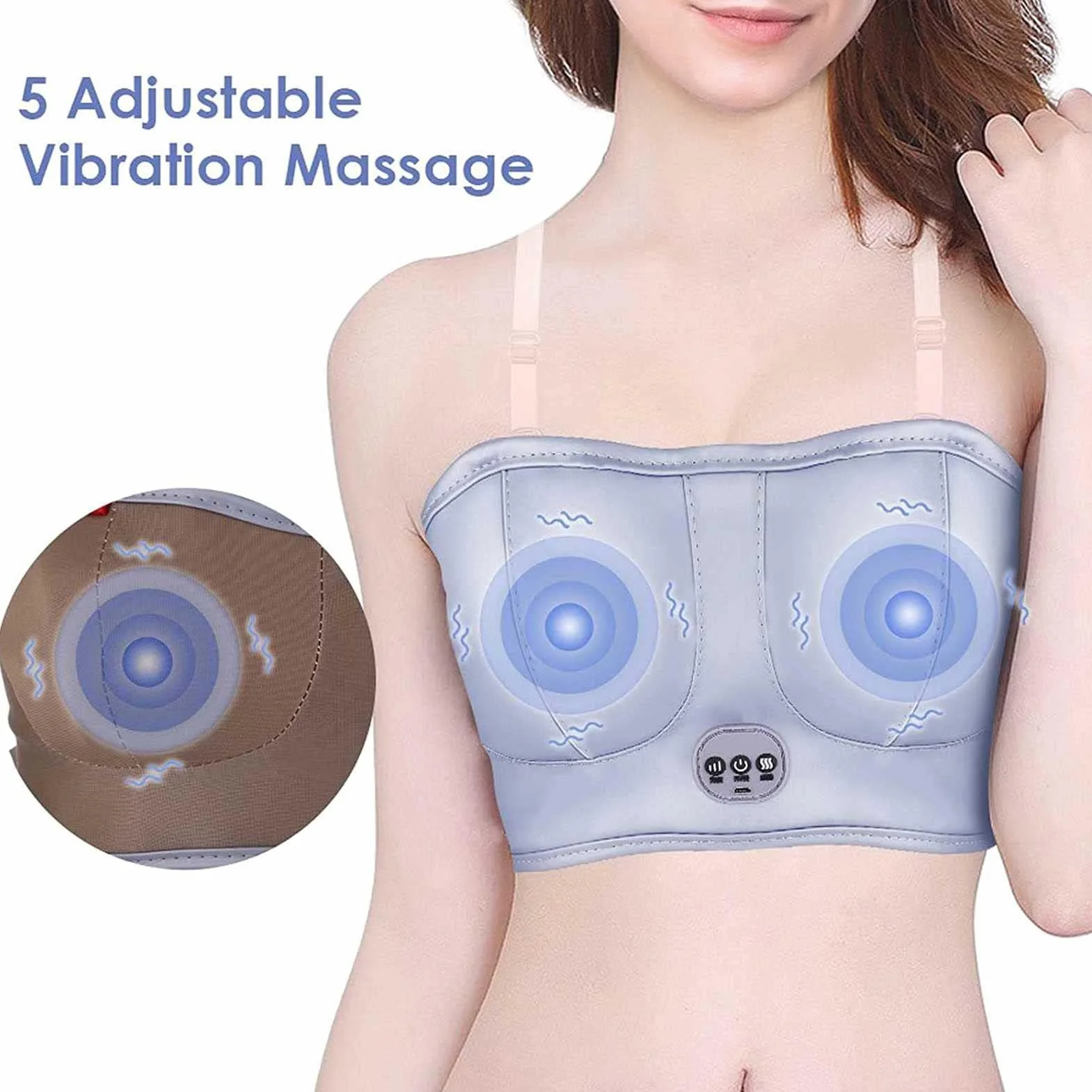 Reggiseno da Massaggio Elettrico con Riscaldamento a 3 Marce per Seno Tonificato