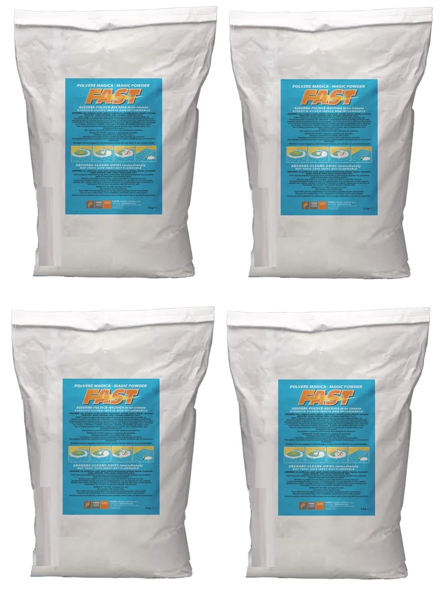 Faren FAST,Polvere Assorbente di Natura Minerale,ideale per pulire QUALSIASI liquido(come Oli,Vernici,Acidi,Grassi),Ecologico, 5Kg (4)