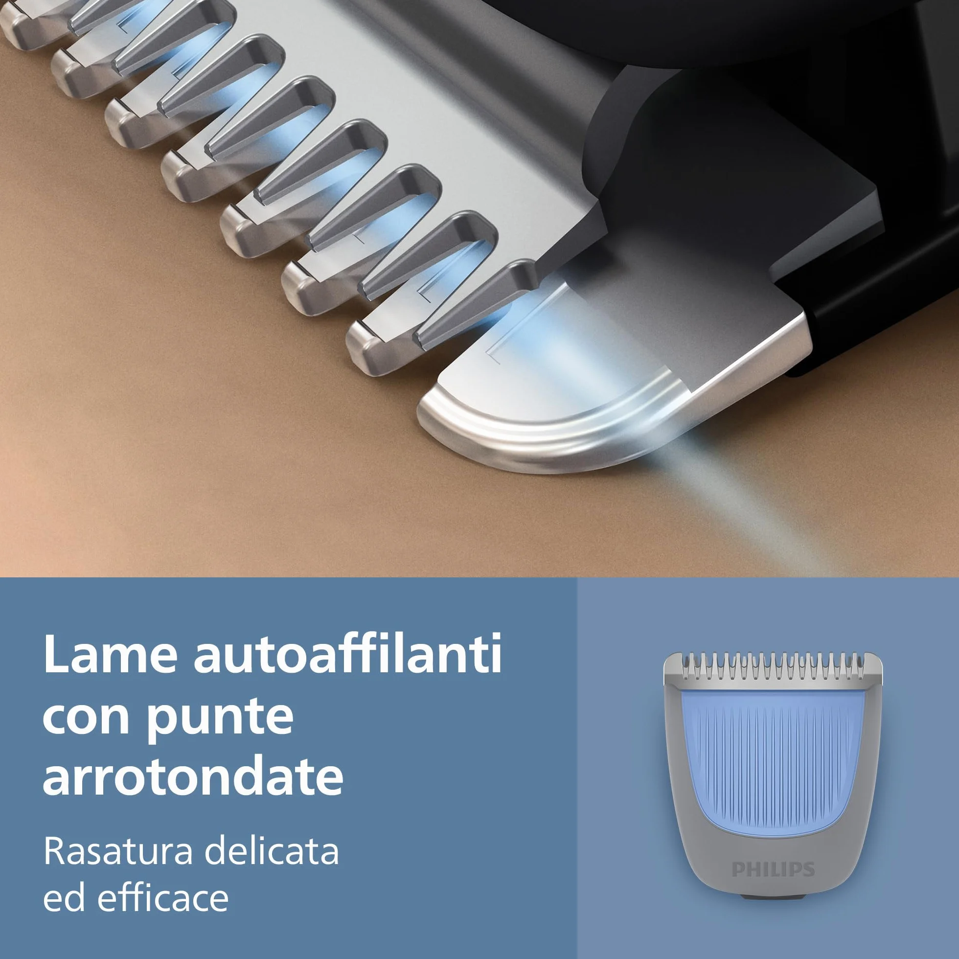 Philips Serie 3000 Regolabarba BT3619/15, lame autoaffilanti, 20 impostazioni lunghezza, impermeabile, ricarica USB