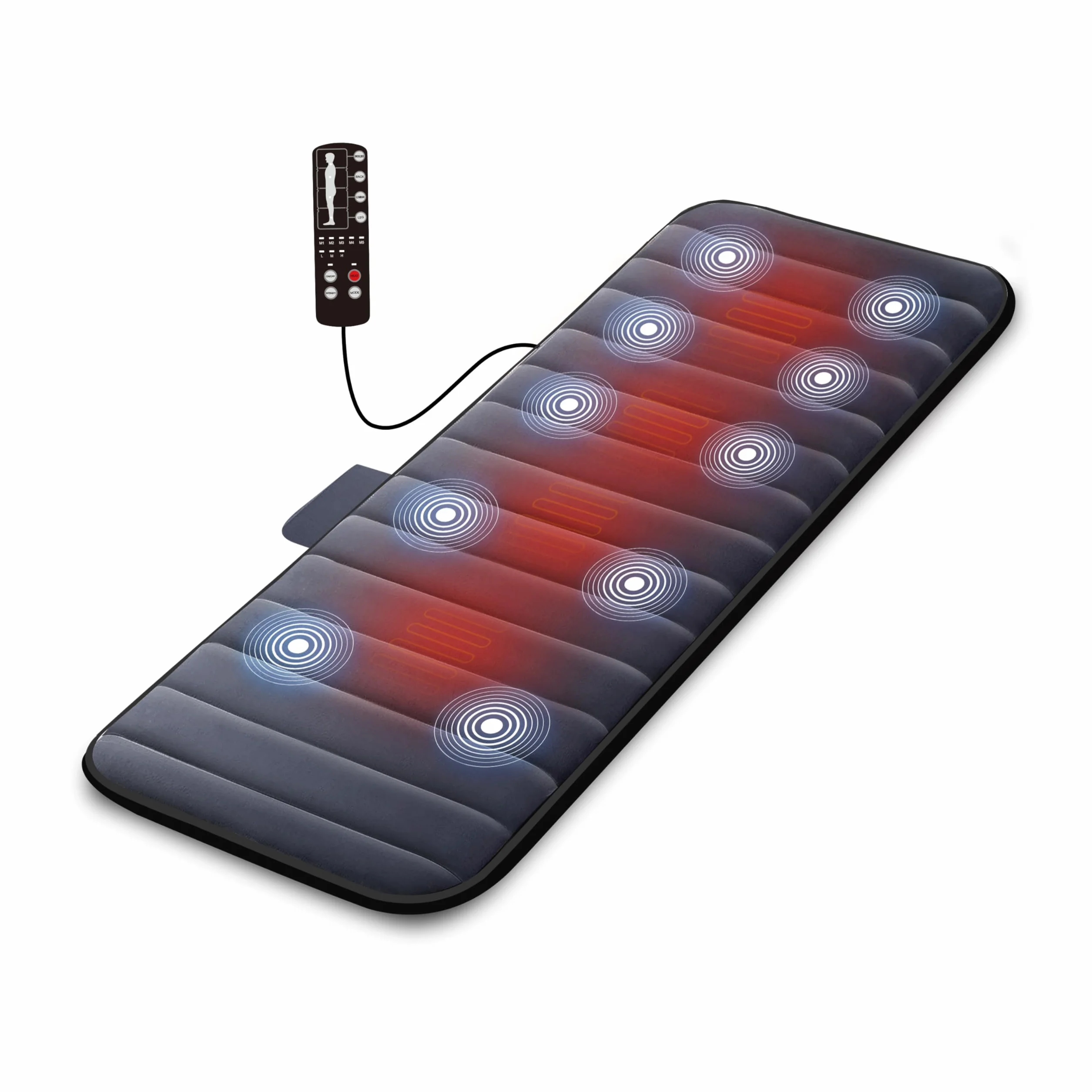 COMFIER Materassino Massaggiante con Calore - Tappetino Massaggiante Elettrico con 10 Motori a Vibrazione e 2 Cuscinetti Riscaldanti, Seduta Massaggiante per Alleviare il Mal di Schiena