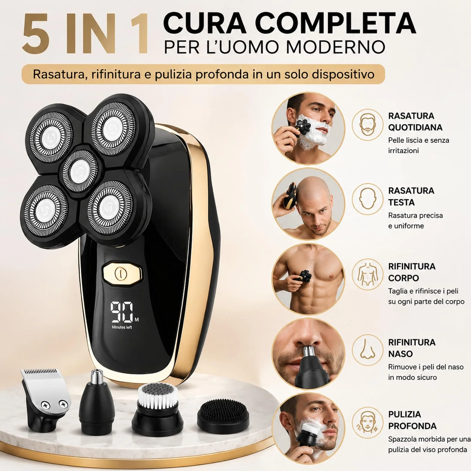 Bennii Pro Rasoio per il corpo uomo ad alta precisione impermeabile senza fili