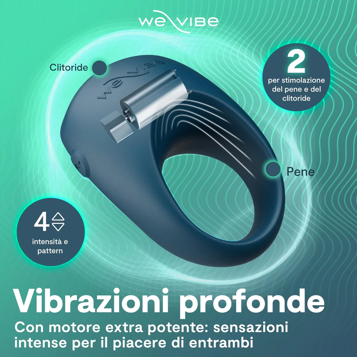 We-Vibe Pivot 2 Anello vibrante per il pene - Anello fallico 52mm - Stimolazione perineo & Clitoride - Controllo App a distanza - 10+ modi di vibrazione - Impermeabile - Sex Toys per uomo e coppie