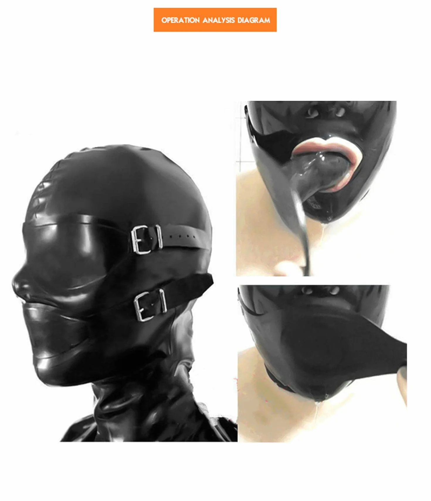 Lattice Maschera per la testa Cappuccio in latex per gioco di ruolo Party Abbigliamento da club