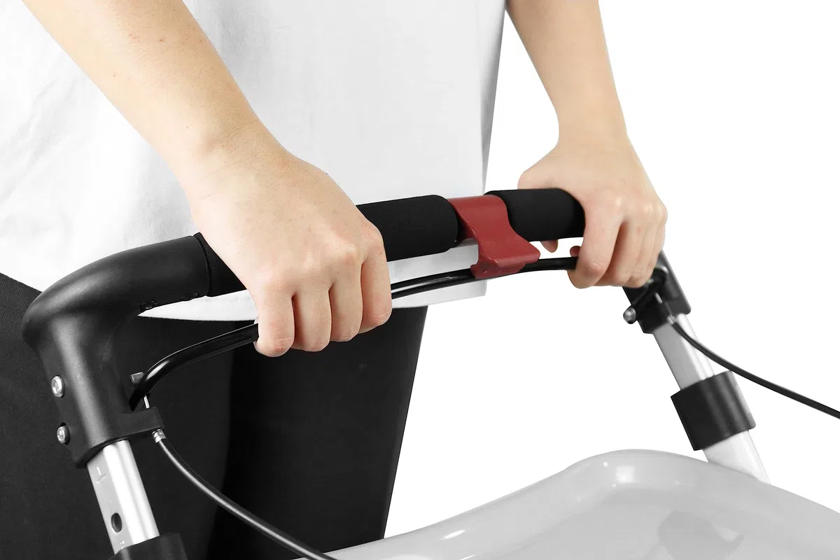 KMINA Deambulatore per Anziani Pieghevole a 4 Ruote, Rollator Regolabile in Altezza, Carrello Girello da Esterno e Interno, Nero - Modello PRO