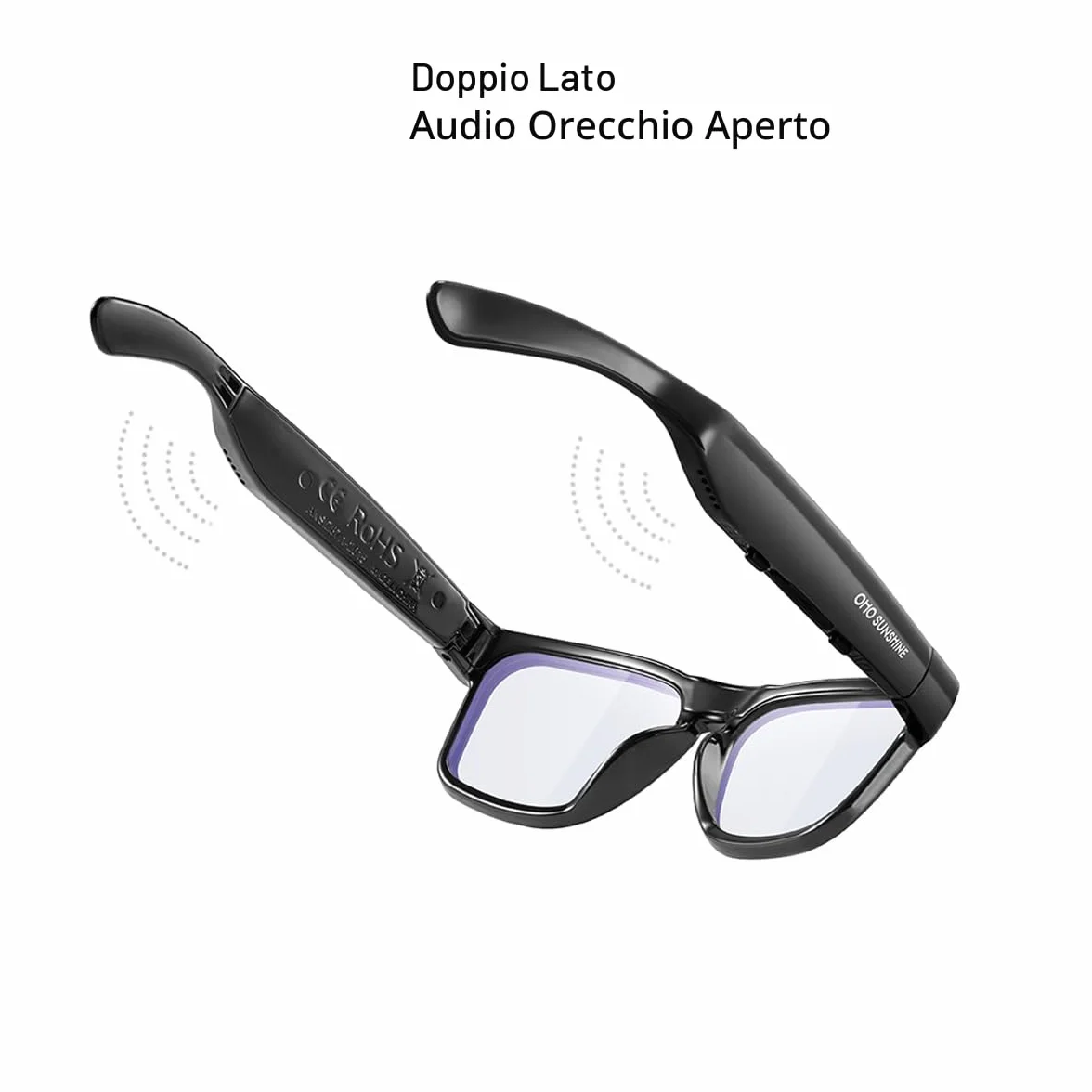 OhO Sunshine Audio Sunglasses Bluetooth 5.2 Open Ear Voice Control IP44 Waterproof for Outdoor Sports