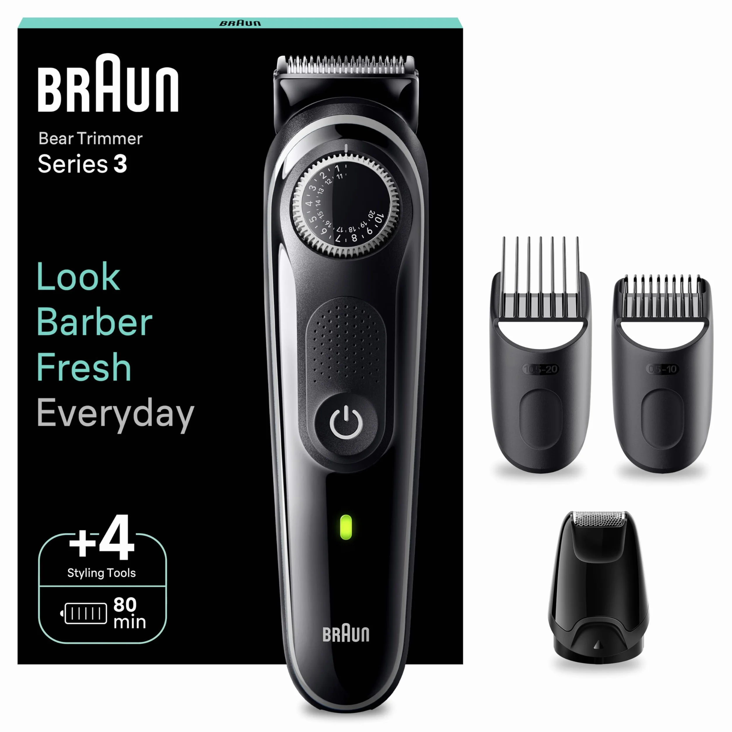 Braun Series 3 Rasoio Elettrico Barba BT3440 Nero 40 Lunghezze 80 Minuti Senza Fili