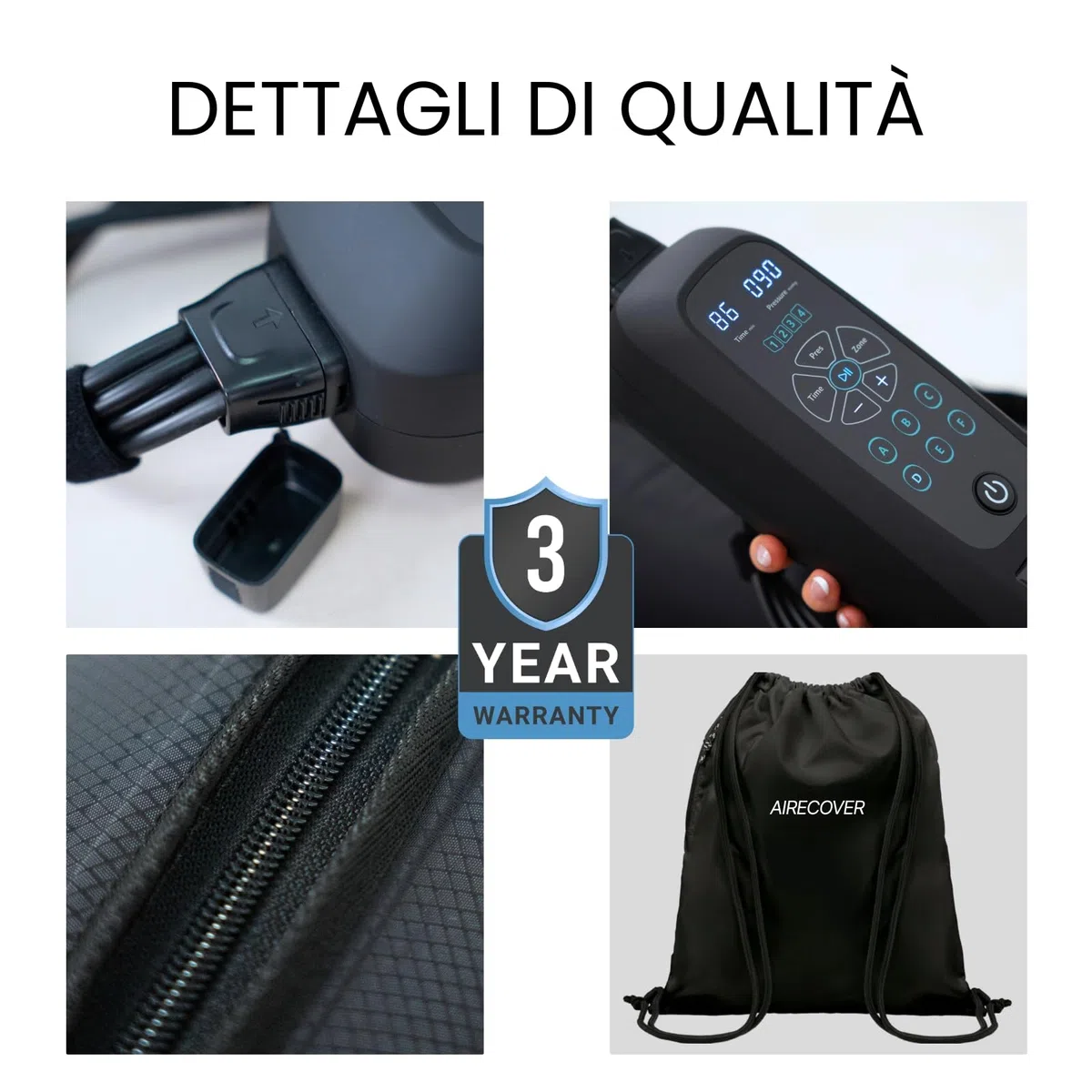 Pressoterapia per la casa, dispositivo di massaggio per le gambe con 4 camere per migliorare la circolazione sanguigna e il drenaggio linfatico, stivali di recupero per rilassare le