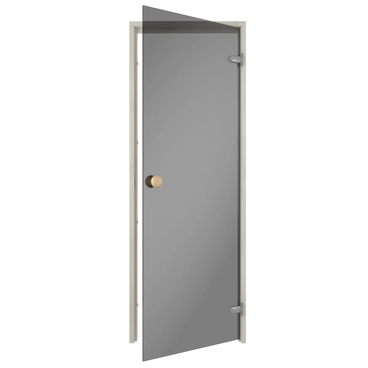 Porta sauna Sauflex ESSENTIAL – Vetro di sicurezza ESG 8 mm, telaio in legno laminato, montaggio a destra/sinistra (Grigio/Betulla, 70x200)