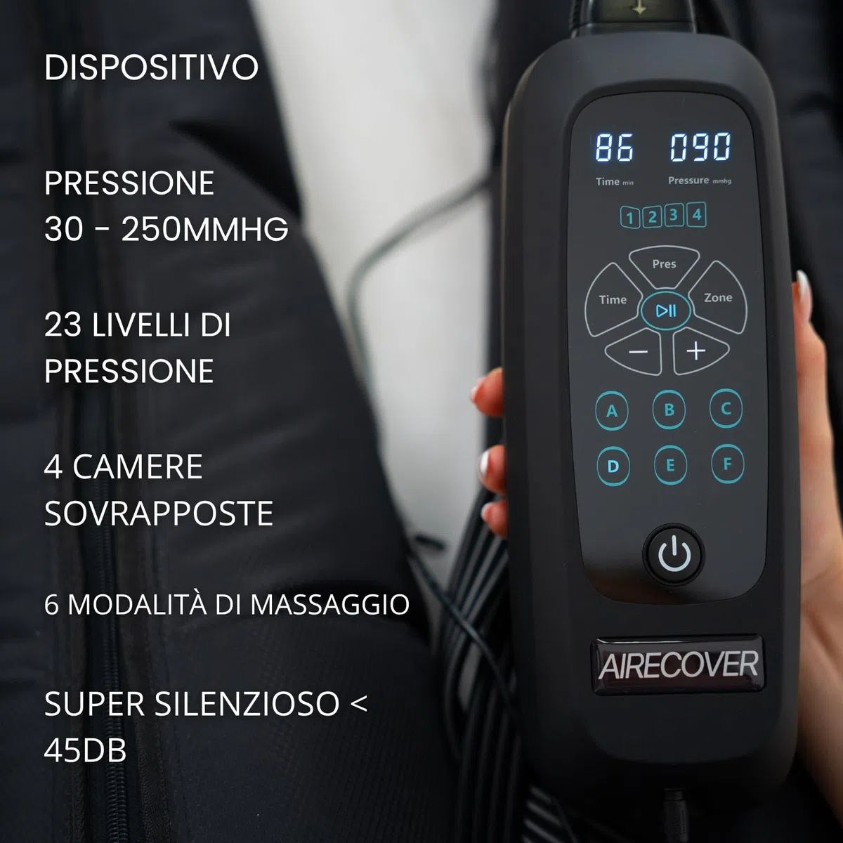 Pressoterapia per la casa, dispositivo di massaggio per le gambe con 4 camere per migliorare la circolazione sanguigna e il drenaggio linfatico, stivali di recupero per rilassare le